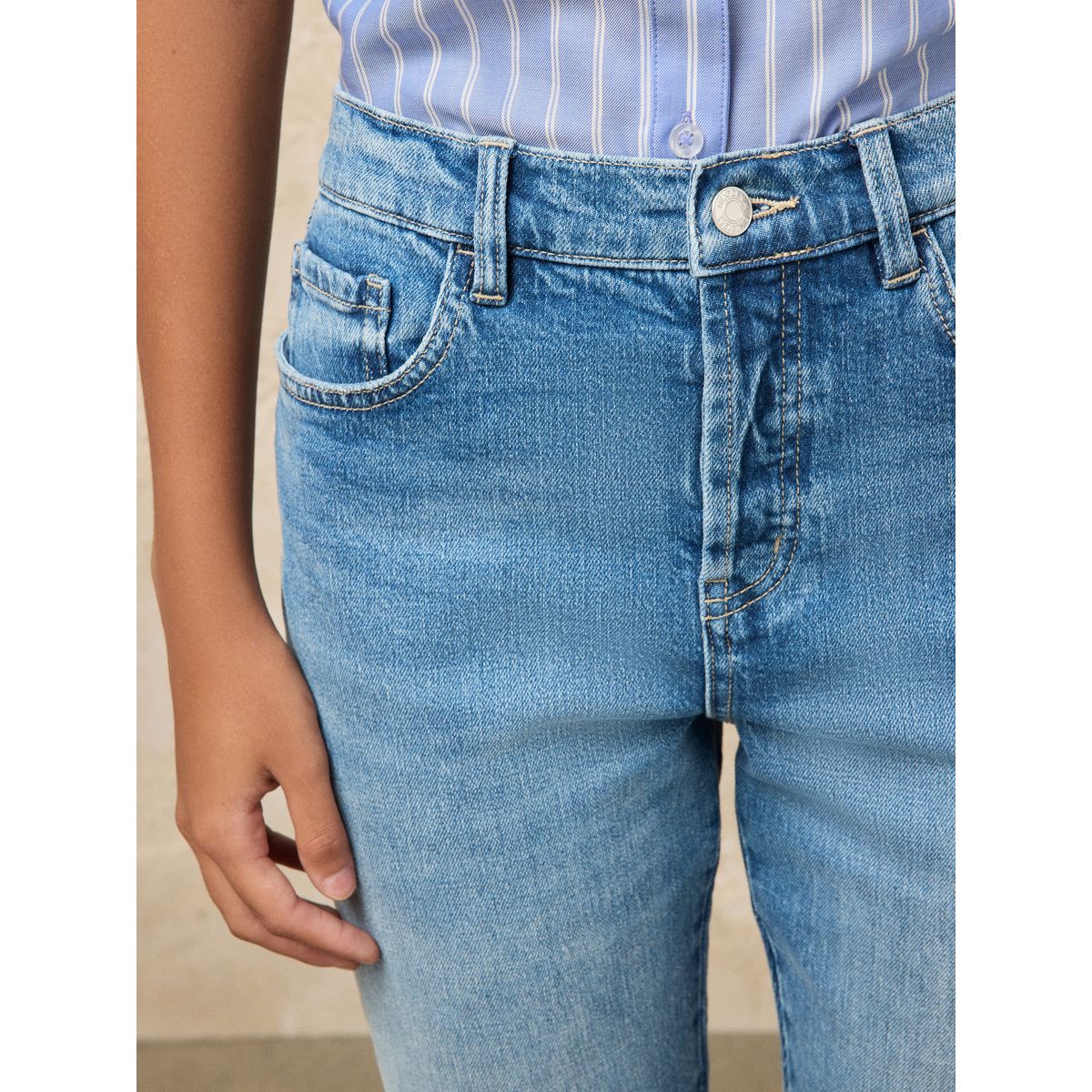 Jean bootcut court bleu moyen, NEXT