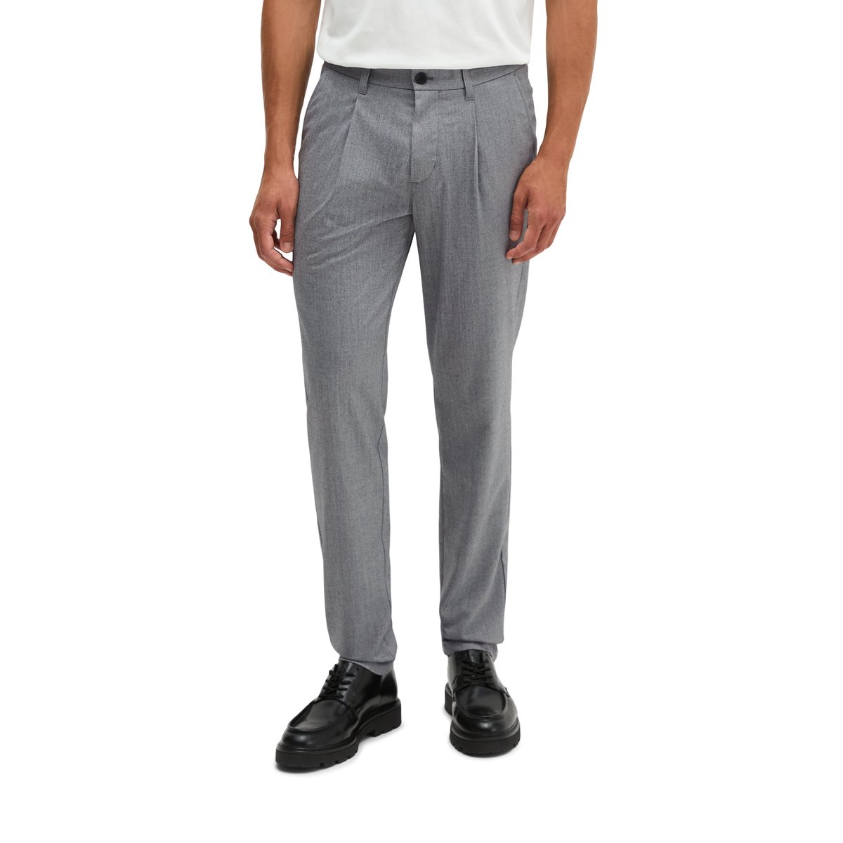 Pantalon chino modèle Morot, coupe jogger fuselée en mélange élastique de coton bio et de viscose gris, MARC O'POLO