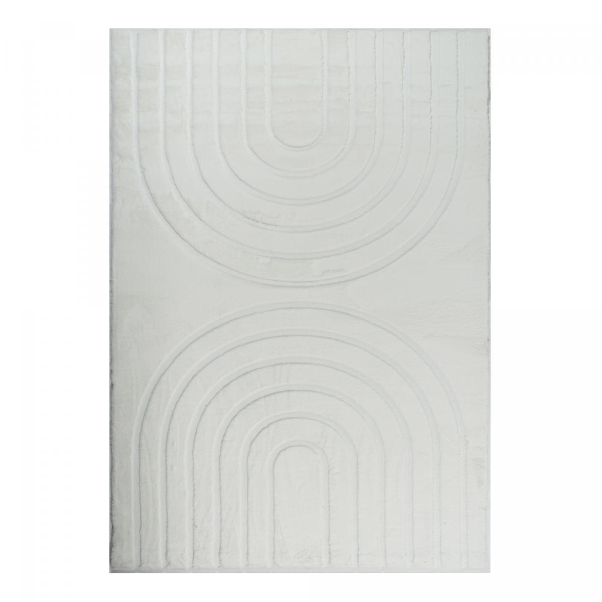 Tapis salon, faux uni sobre, texture en relief LYN59 DEH blanc, gris, UN AMOUR DE TAPIS