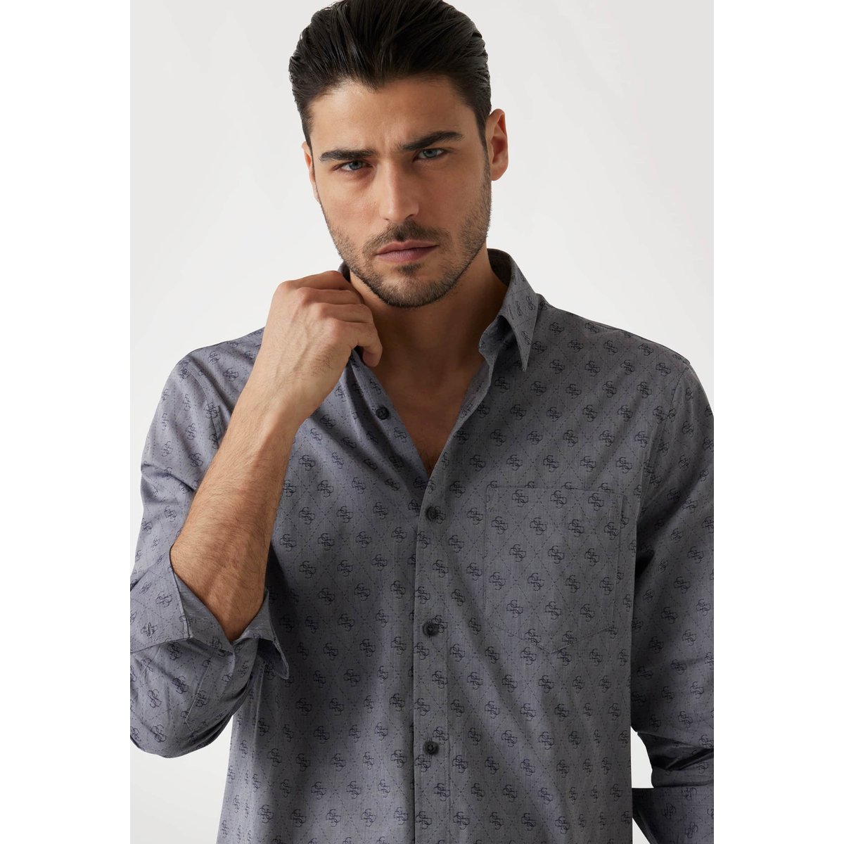 Chemise Jacquard 4G blau multi, GUESS