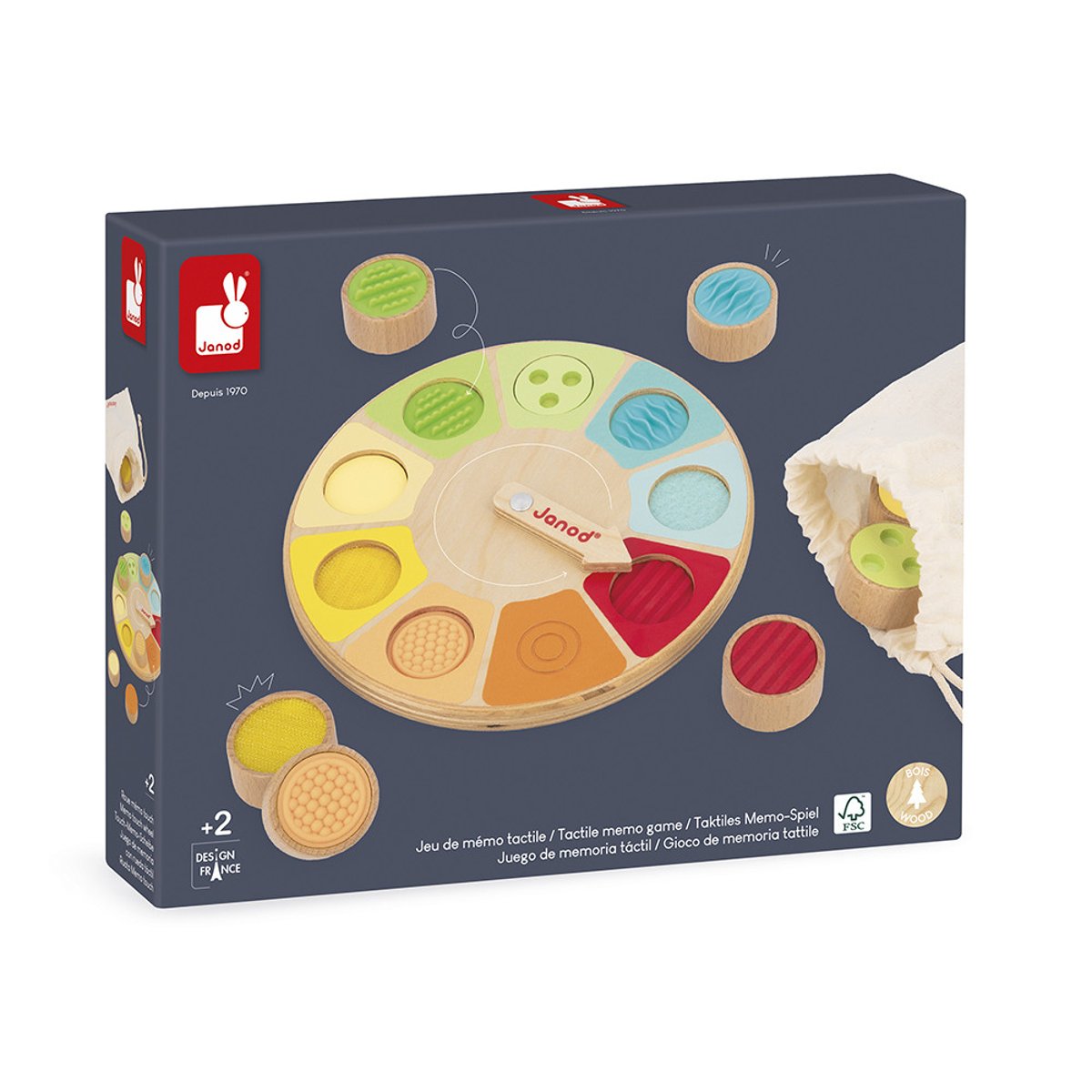Jeu De Reconnaissance Tactile En Bois couleur unique, JANOD