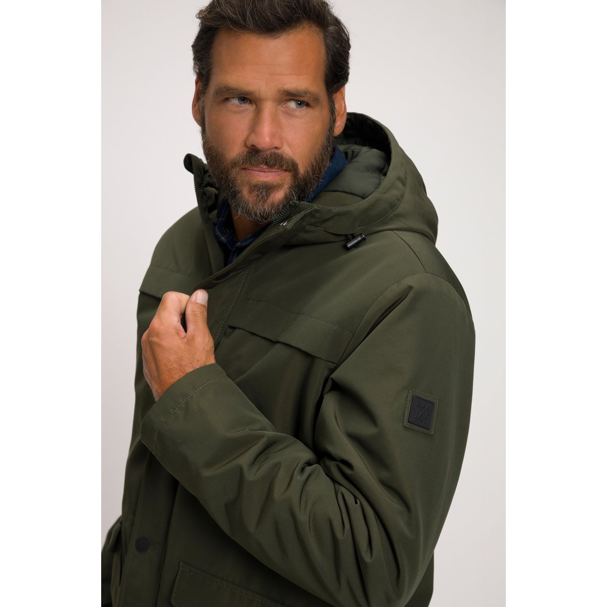 Parka à capuche, nombreuses poches olive foncé, JP1880