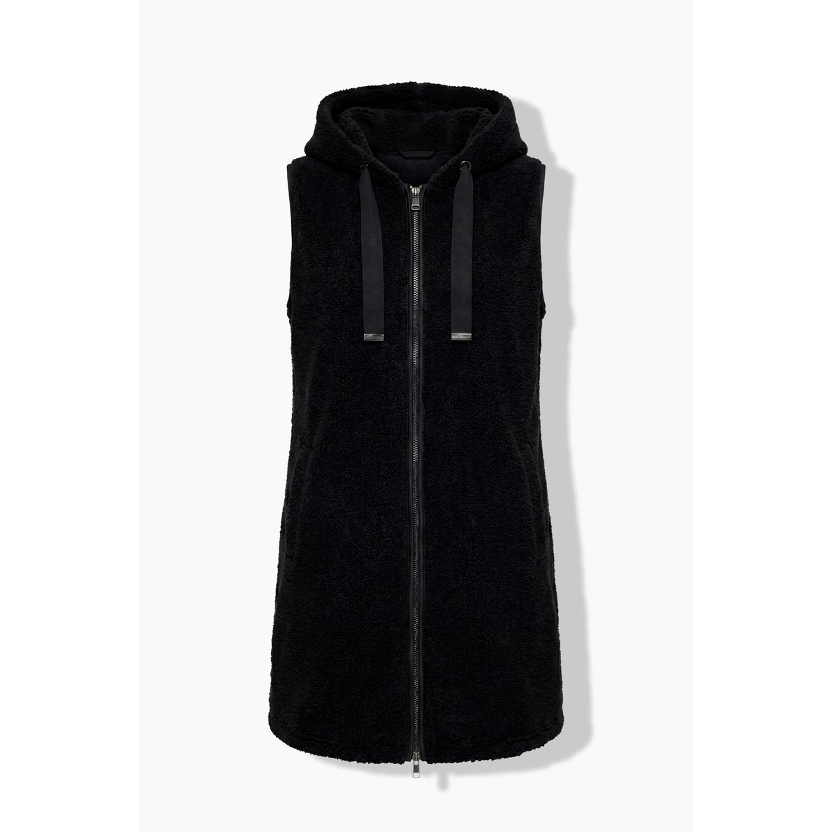 Long gilet en polaire teddy, coupe en A noir, ULLA POPKEN