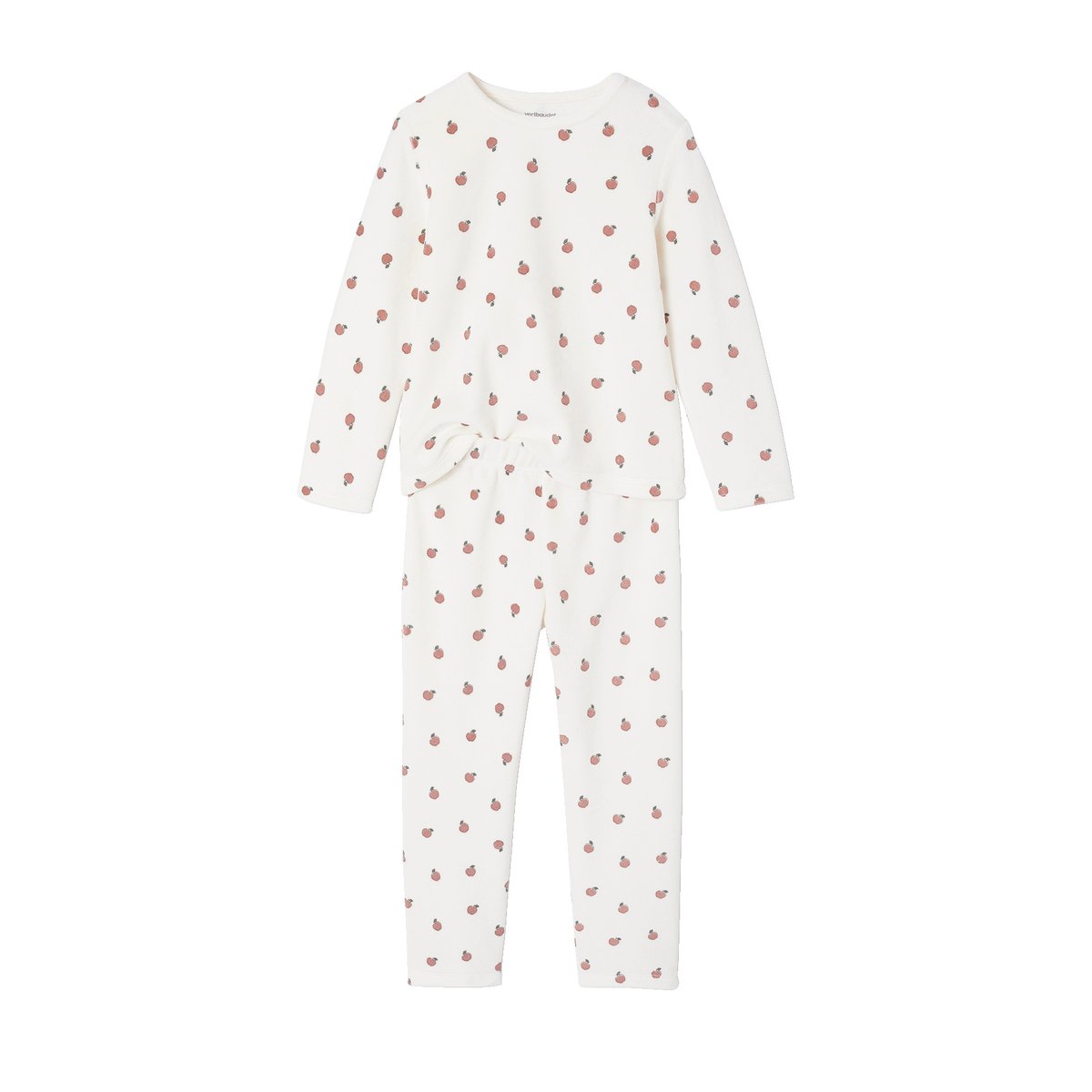 Lot de 2 Pyjamas Velours Fruits Fille écru, VERTBAUDET