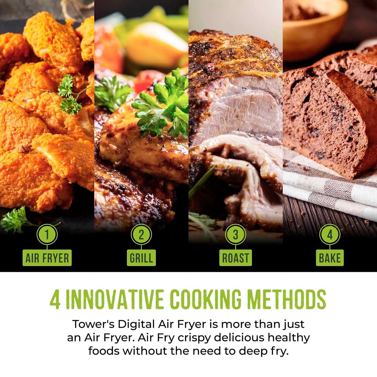 Vortx 6L Digital Air Fryer - T17169 white, TOWER