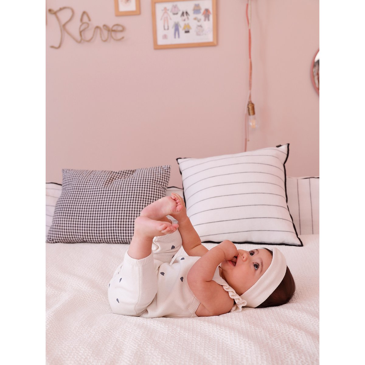 Coffret naissance salopette et bandeau écru, VERTBAUDET
