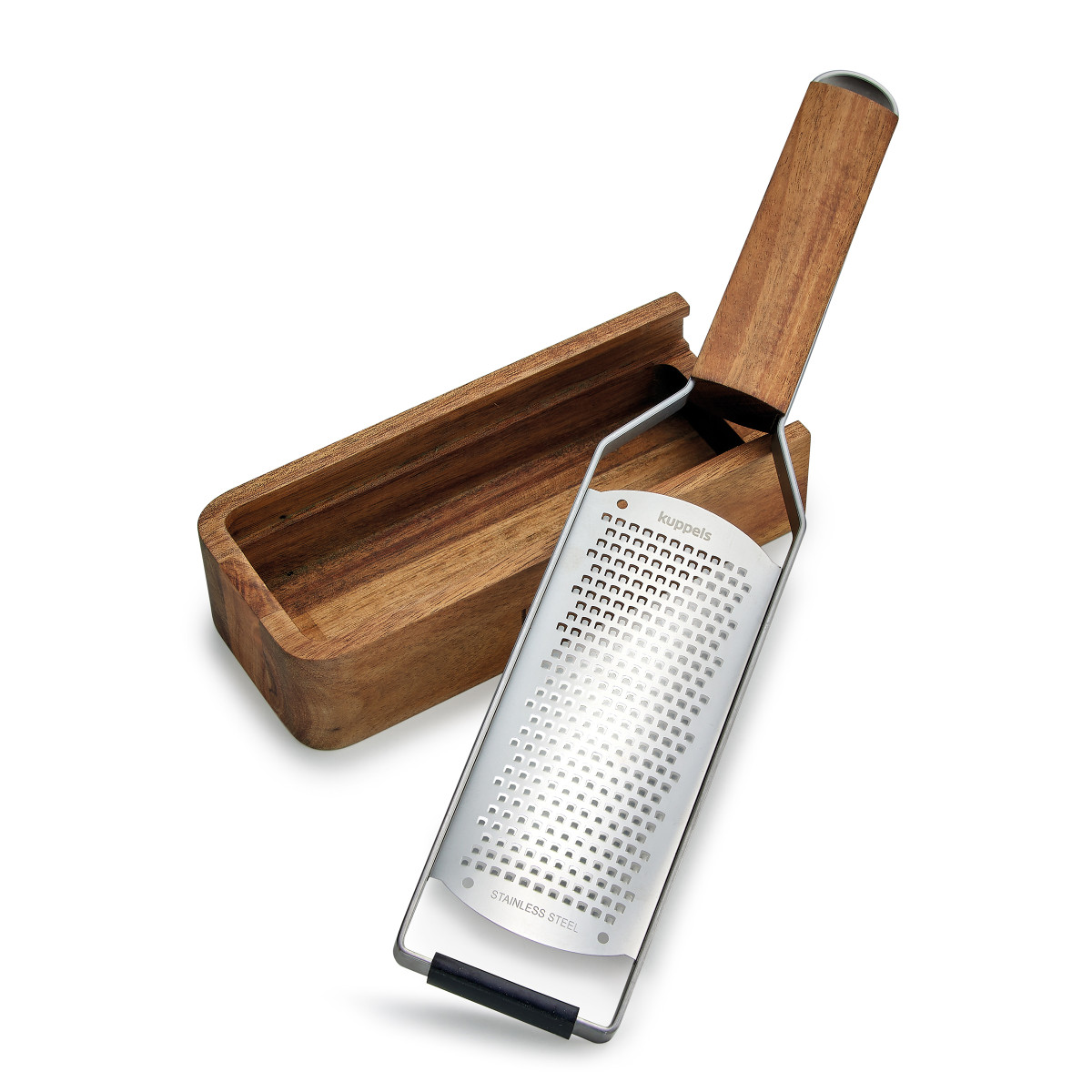Râpe à main fine avec manche et contenant en bois d'acacia - GRANO bois, AMEFA