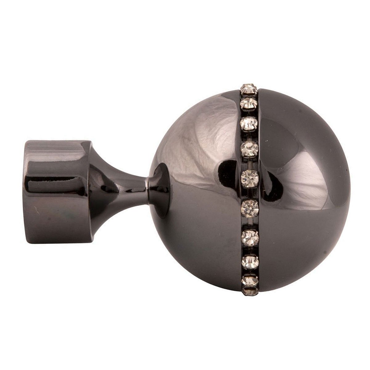 Paire embouts de tringle "Sphère strassée" gris foncé, HOME MAISON