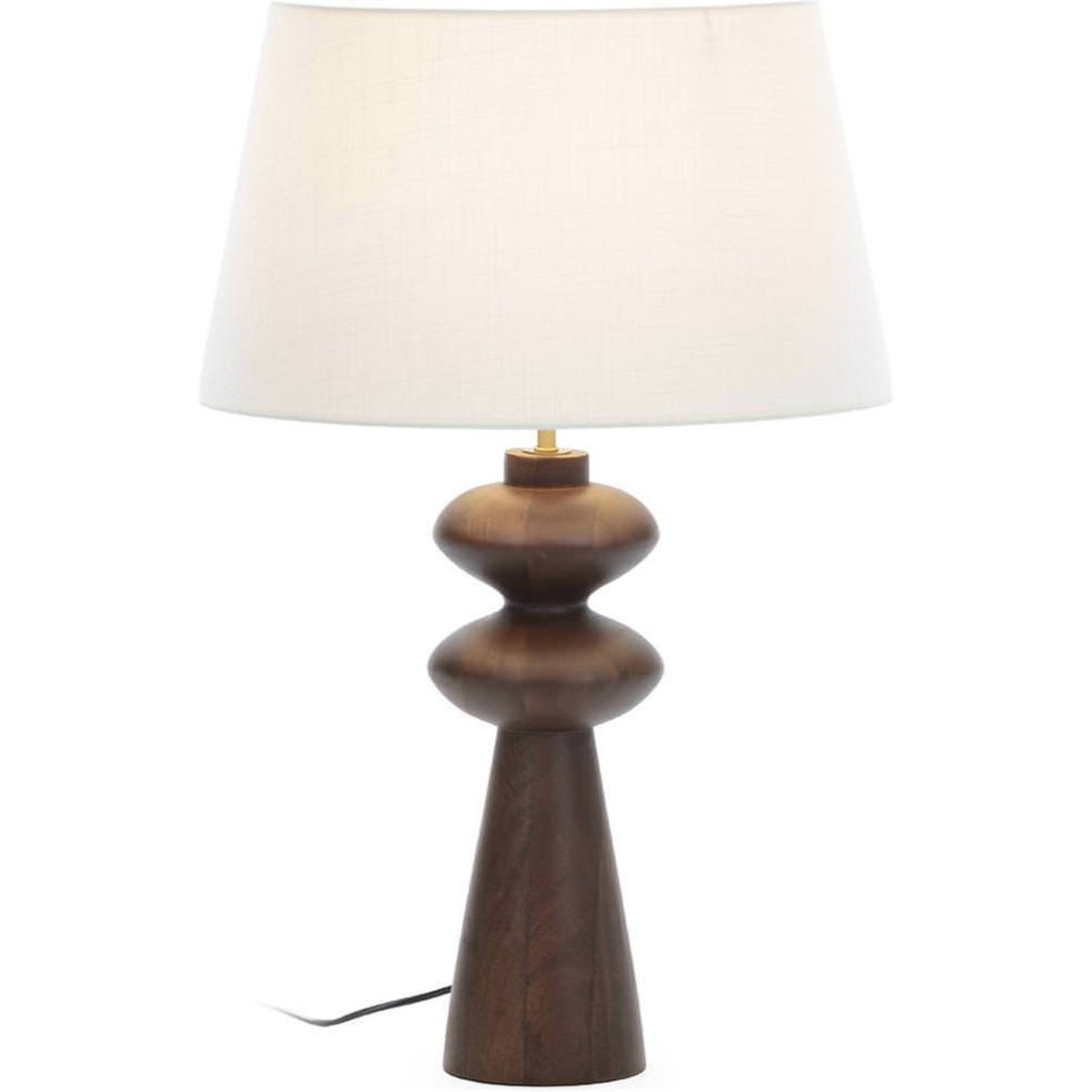Lampe à poser en bois sculpté marron foncé et blanc, RECOLLECTION