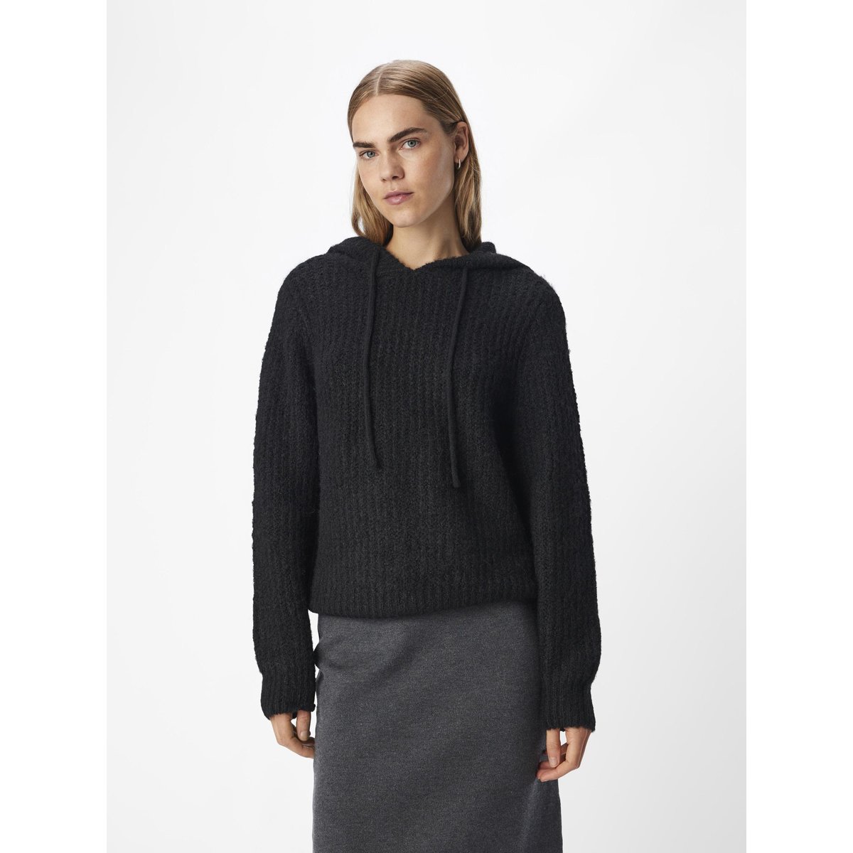 En maille Sweat à capuche noir - black, OBJECT