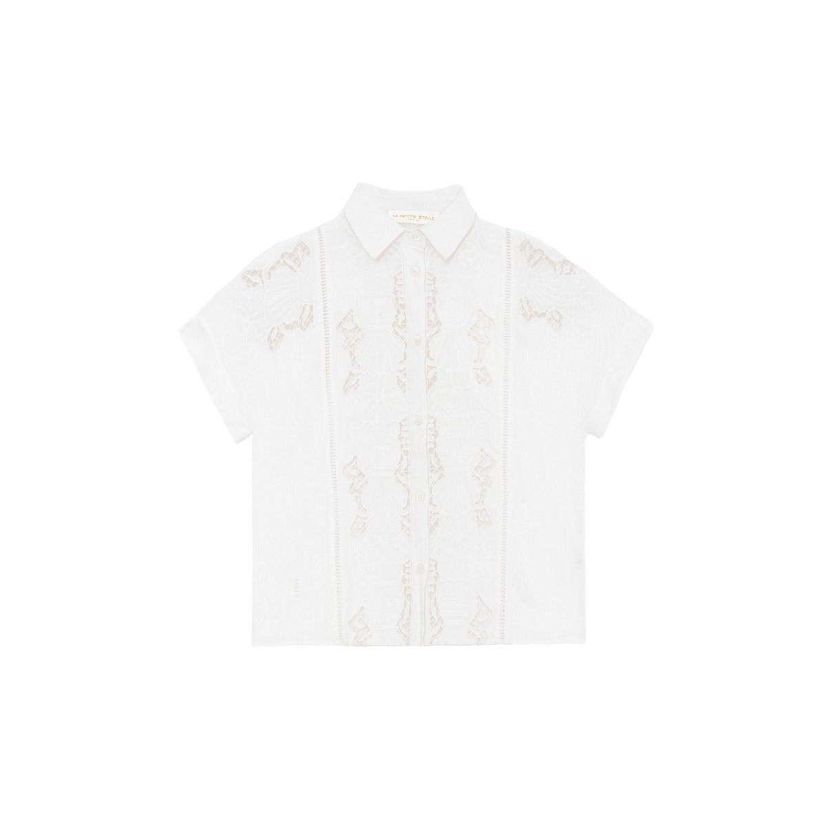Chemisier manches courtes col chemise uni CHERYL 10-blanc, LA PETITE ETOILE