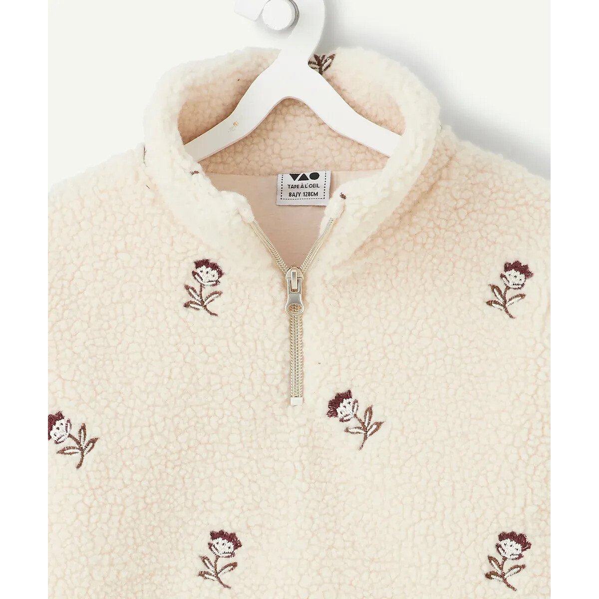 Sherpa Sweatshirt with Embroidery Detail ecru , TAPE A L'OEIL