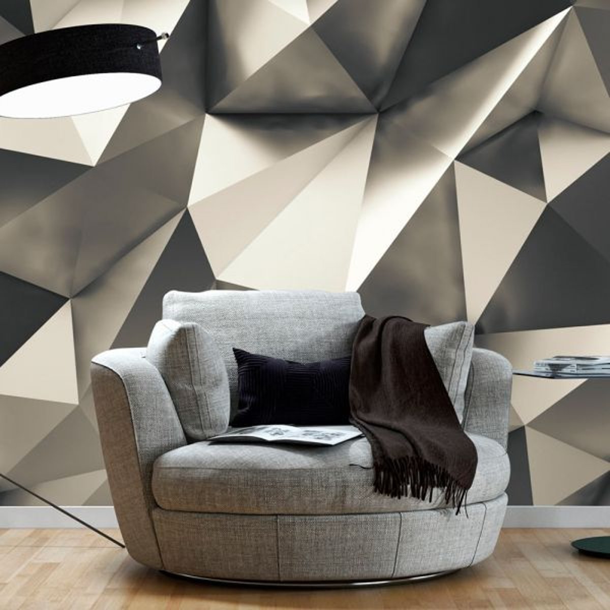 Papier peint intissé panoramique Abstractions Cosmic Silver gris / argent, EDEN