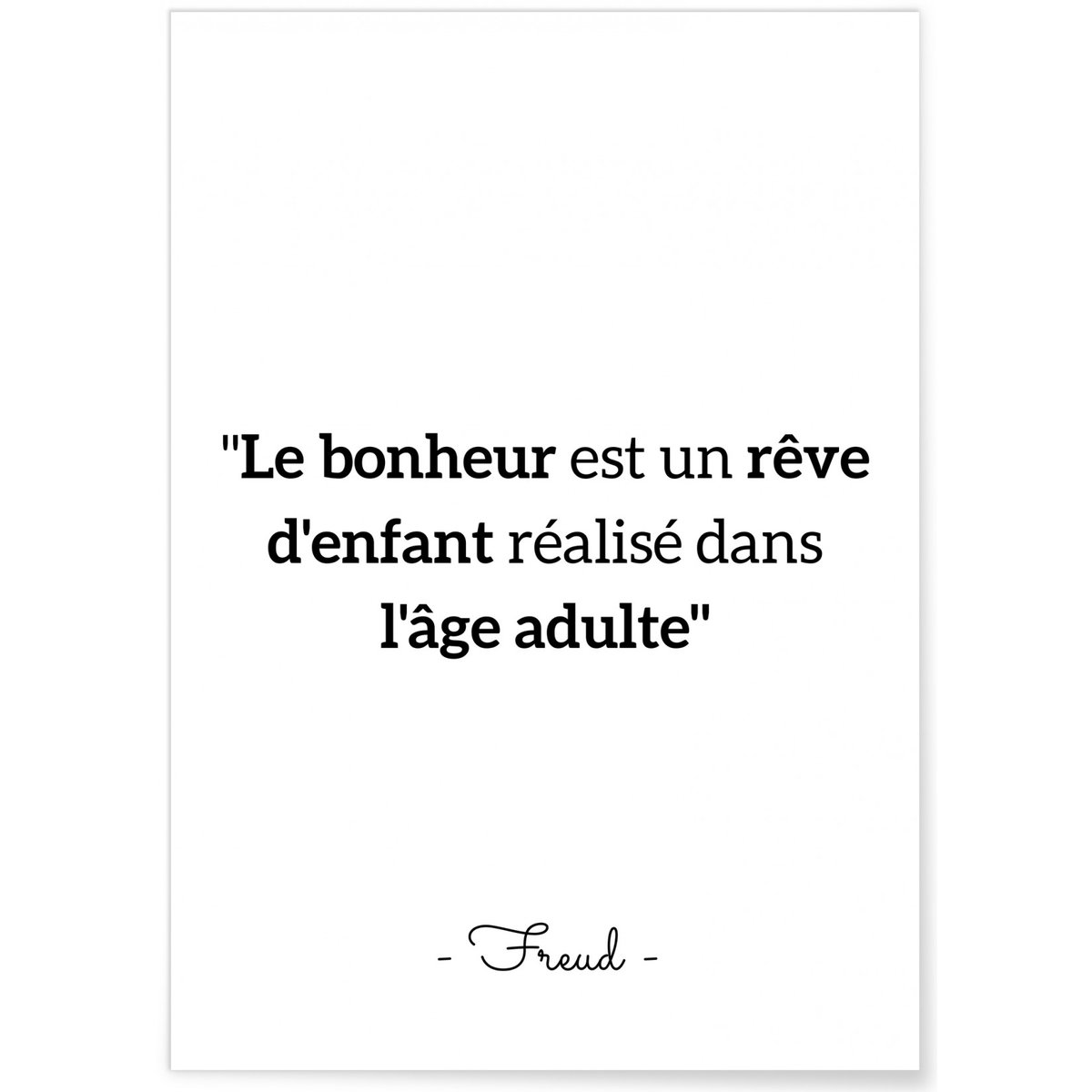 Affiche Freud : 'Le bonheur est un rêve...' blanc, L'AFFICHERIE