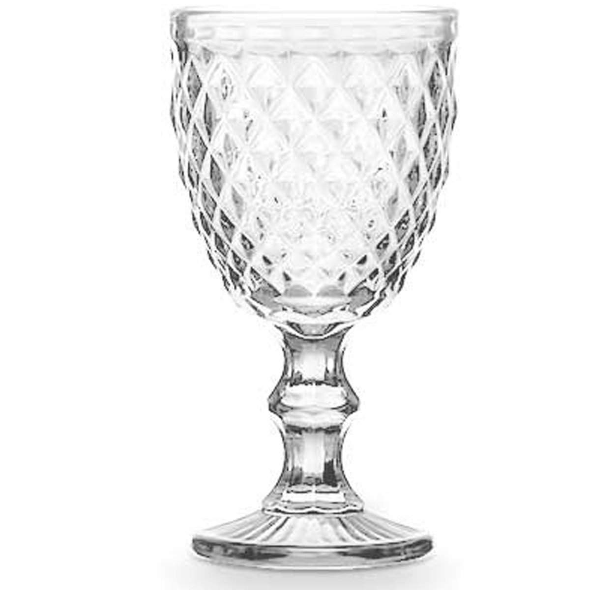 Set de 6 verres à vin sur pied en verre Diamants 22cl transparent, WADIGA