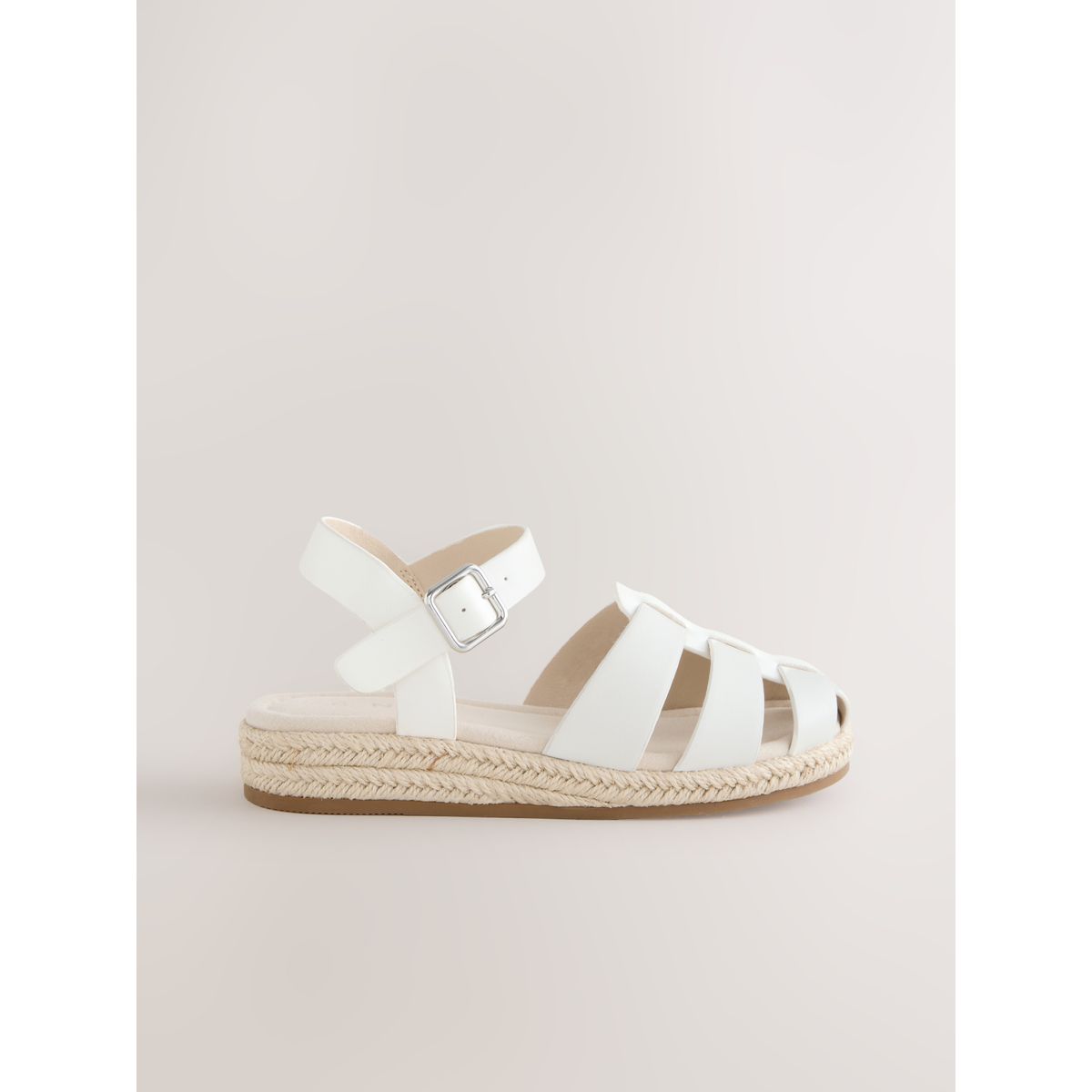 Sandales compensées style pêcheur blanc, NEXT