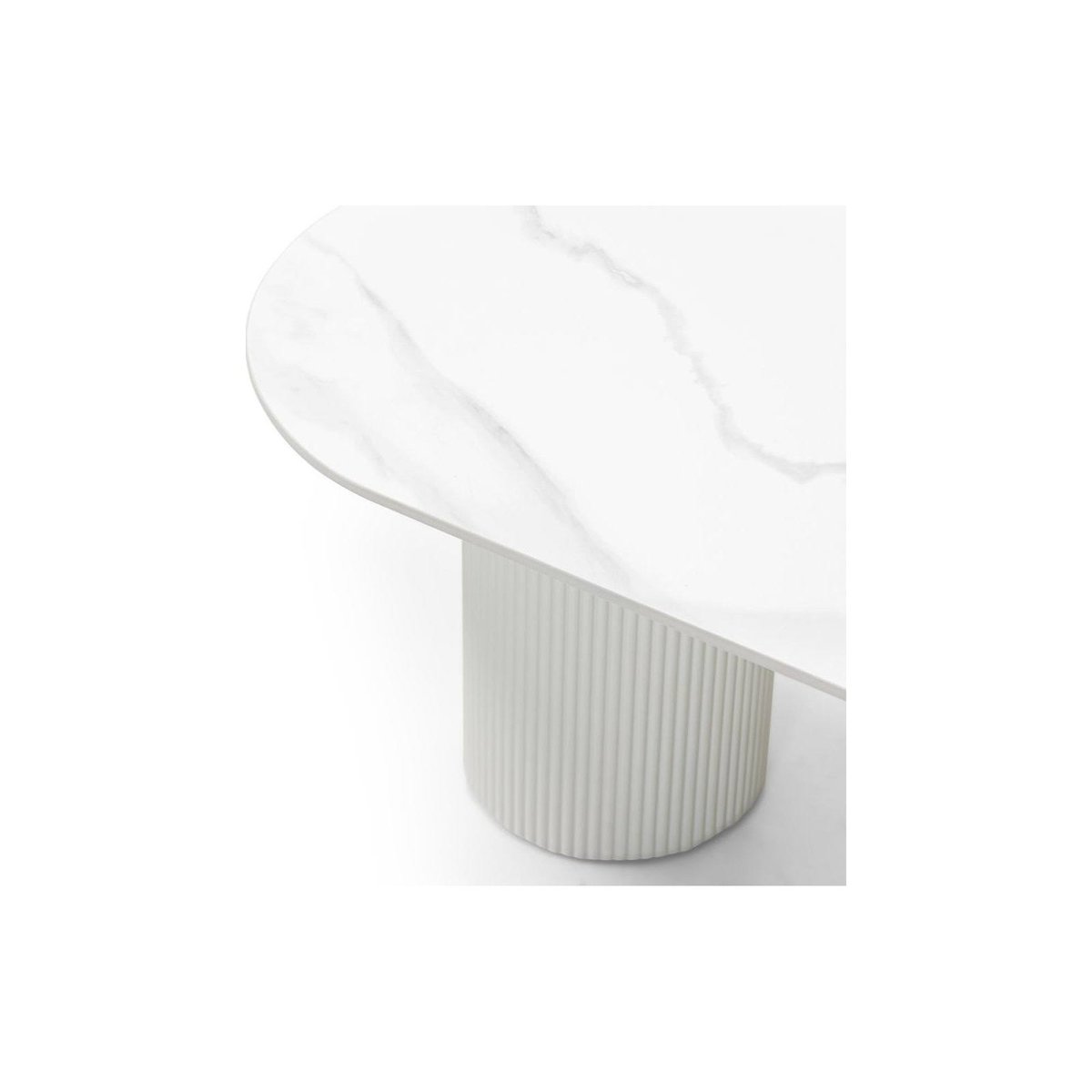 Table basse ovale MARBELLA effet marbre blanc cassé effet marbre, RECOLLECTION