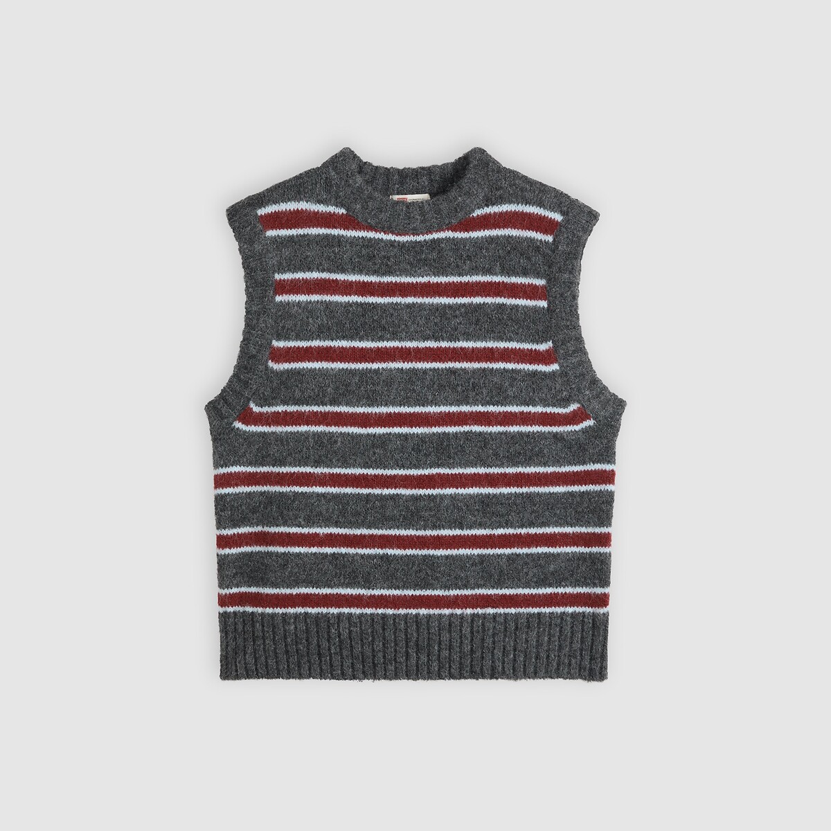 Pull rayé col rond sans manches rouge/gris, LEVI'S