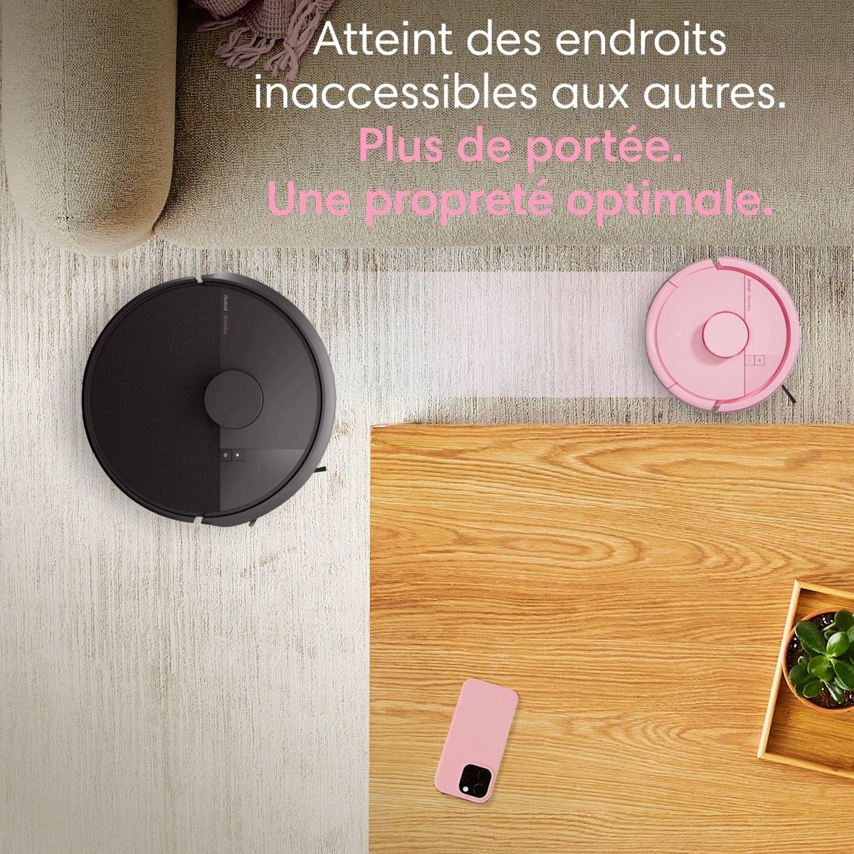 Robot Aspirateur Laveur Roomba Mini Rose F155640 couleur unique, I ROBOT
