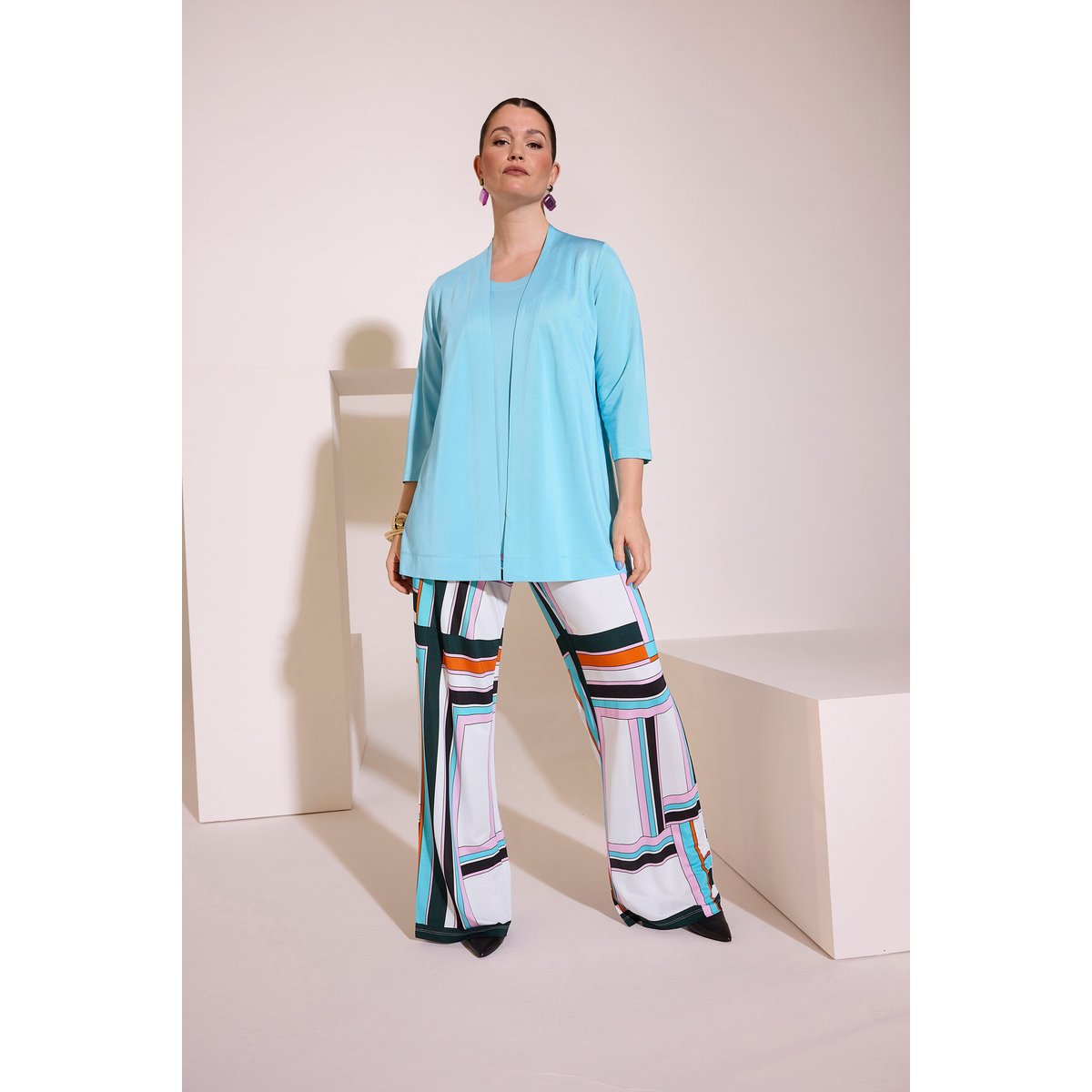Pantalon en piqué, au tombé fluide blanc neige, ULLA POPKEN