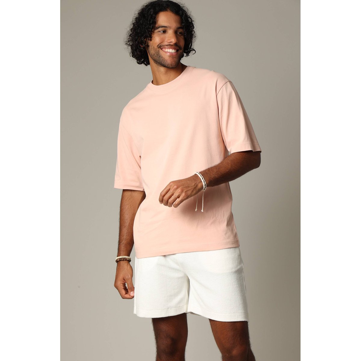 Short en éponge à la taille élastiquée avec cordon NARCISO natural, DEELUXE