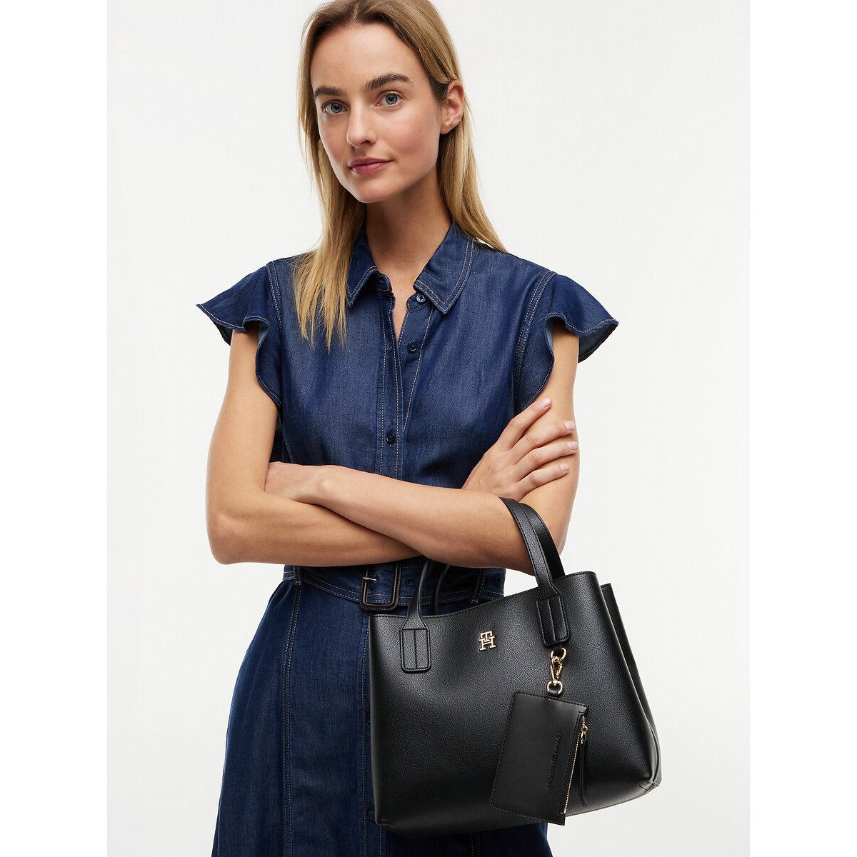 Sac aspect grainé, MINI SATCHEL noir, TOMMY HILFIGER