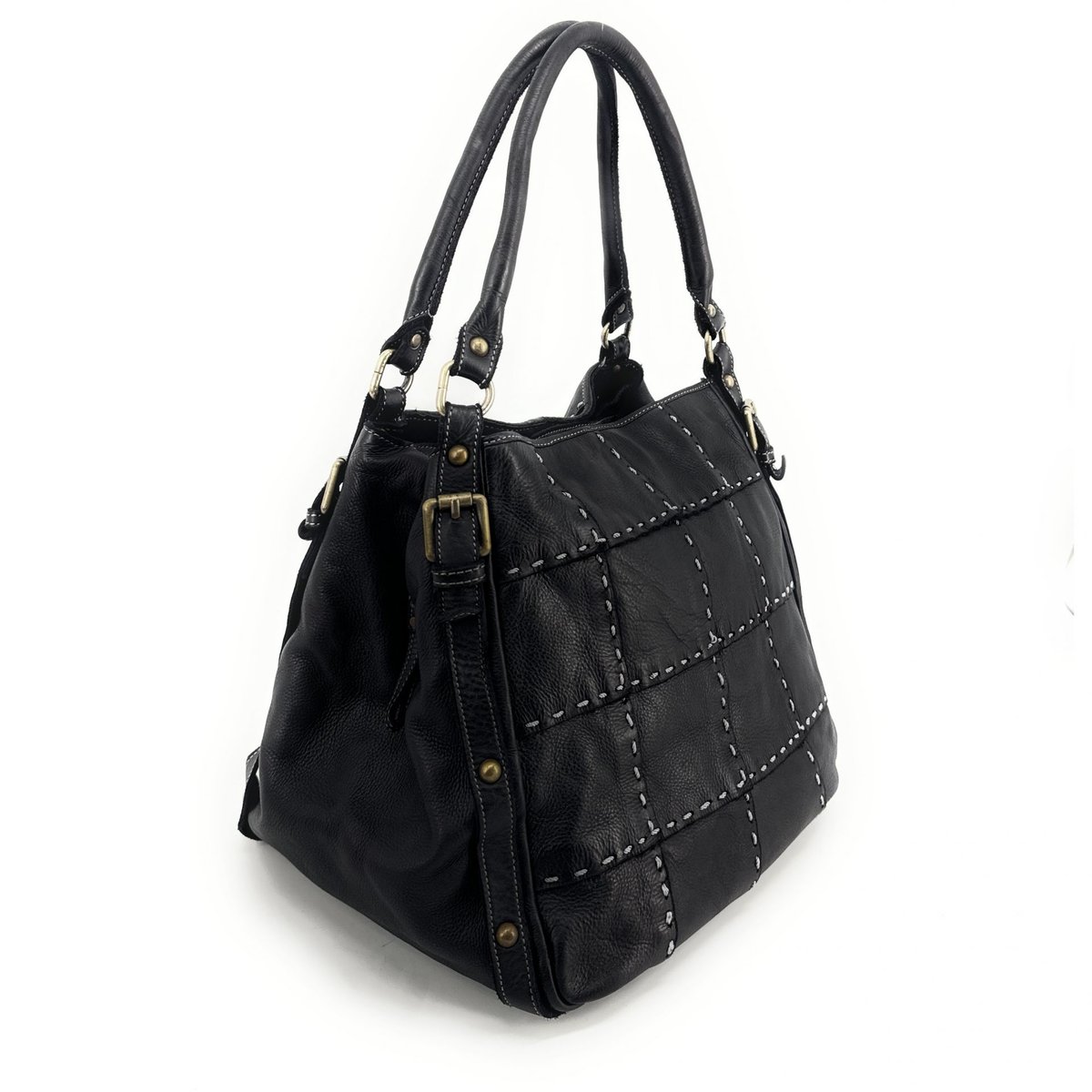 Sac à main en cuir vintage SHELLEY noir, OH MY BAG