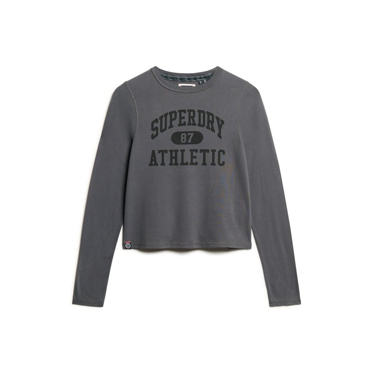 Haut slim à manches longues Athletic Essentials Ringer gris ardoise foncé, SUPERDRY