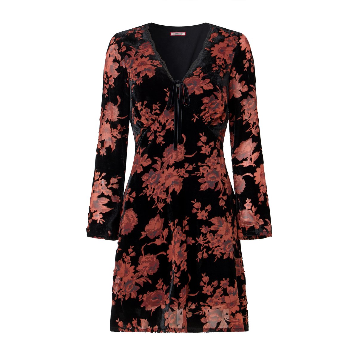 Éblouissante Robe Tunique en Velours Dévoré noir, JOE BROWNS