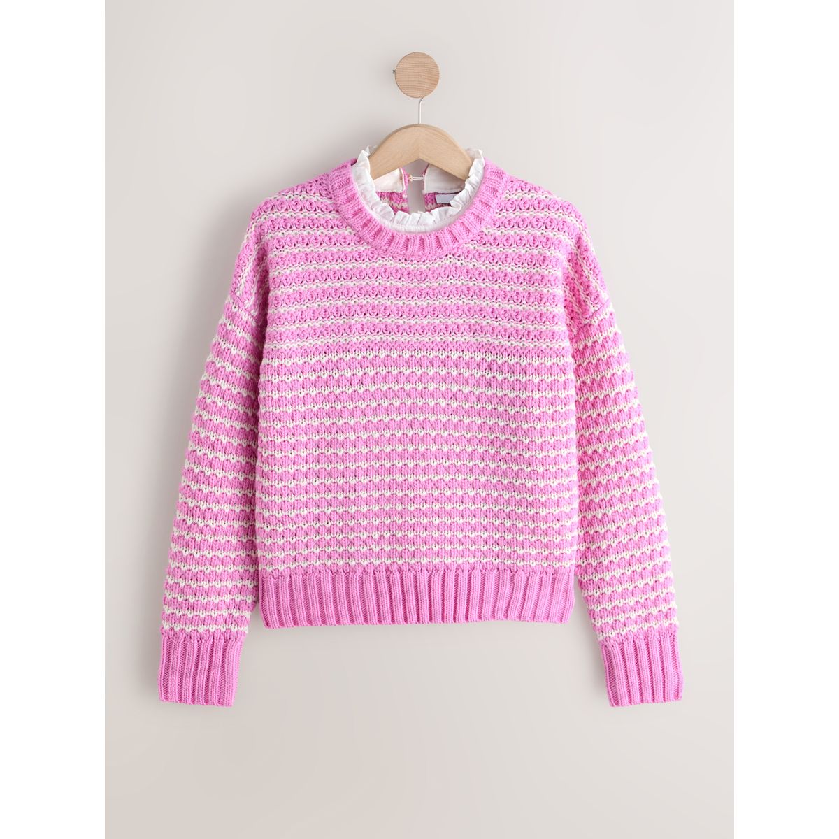 Pull à grand col effet superposé rose, NEXT