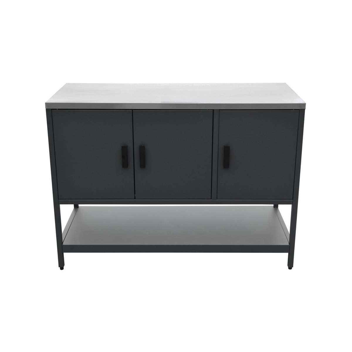 Cuisine d'extérieure 5 modules avec barbecue charbon de bois sur pieds, 2 étagères et thermomètre NAXOS BARBECUE CHARBON + 5 MODULES noir, SWEEEK