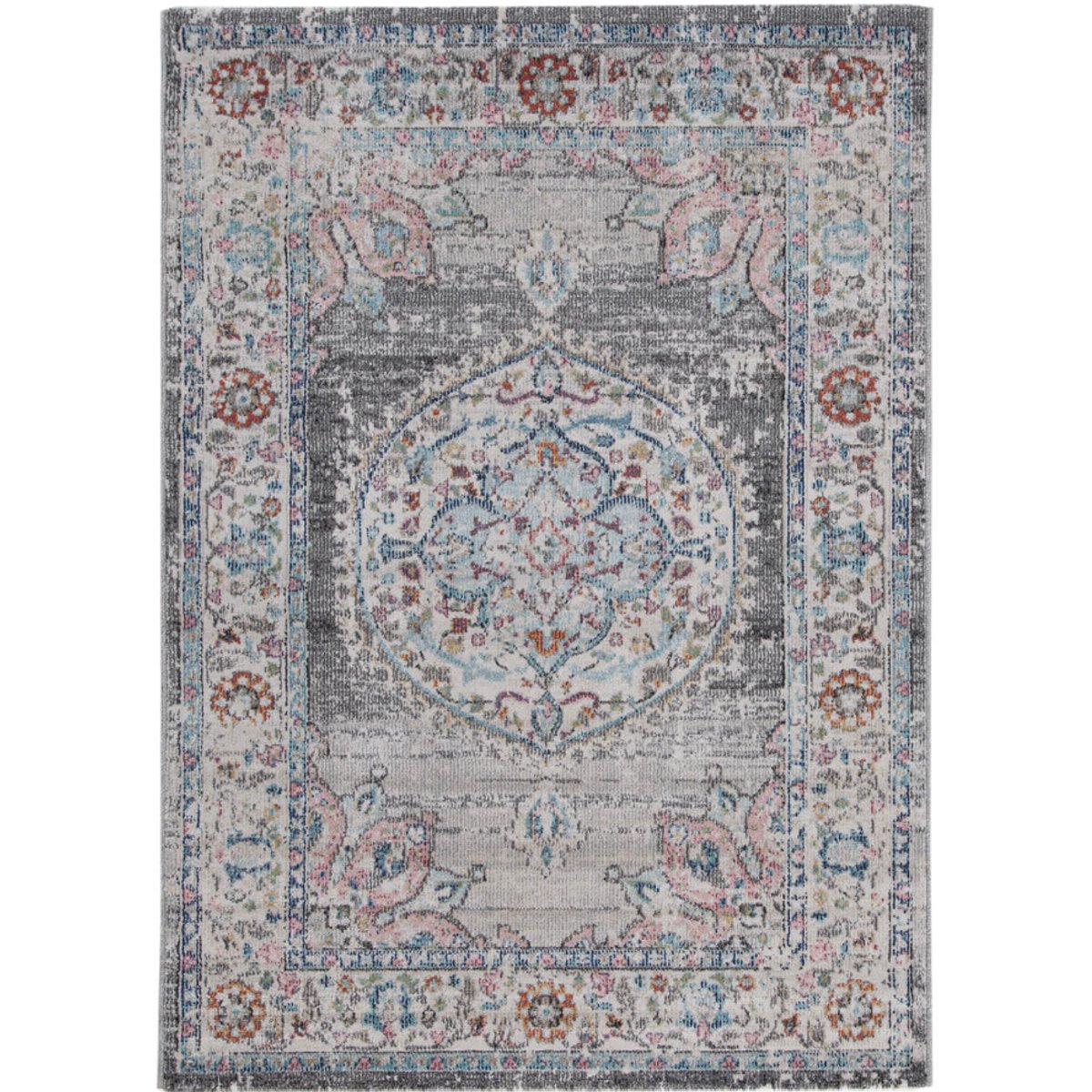 Tapis de salon style orient tissé plat GAMIO gris, NOVATREND