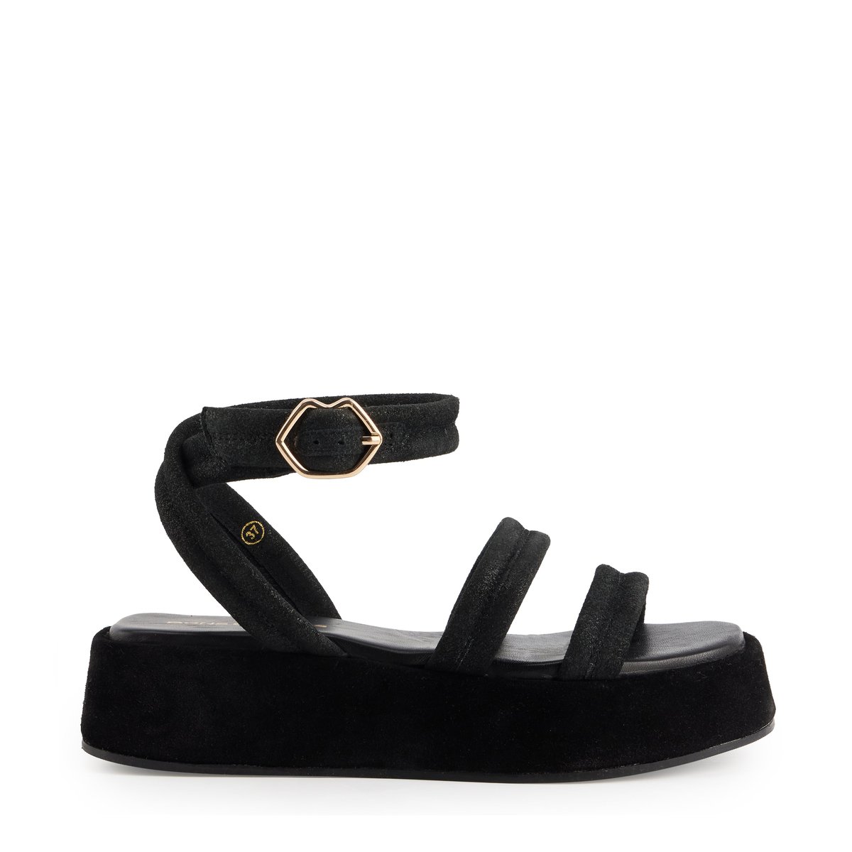 Sandales En Cuir Gorga Cuir Suede noir, BONS BAISERS
