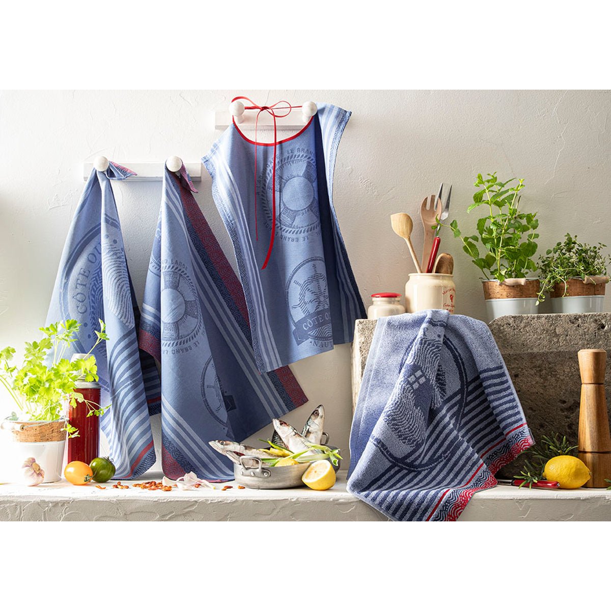 Essuie-mains éponge jacquard PHARE bleu, COUCKE