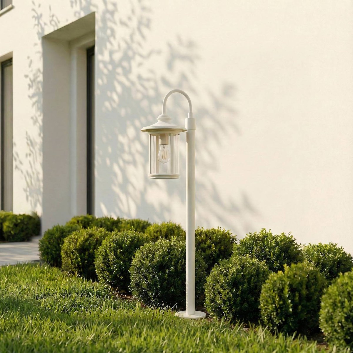 Luminaire extérieur en aluminium antique blanc, transparent, LINDBY
