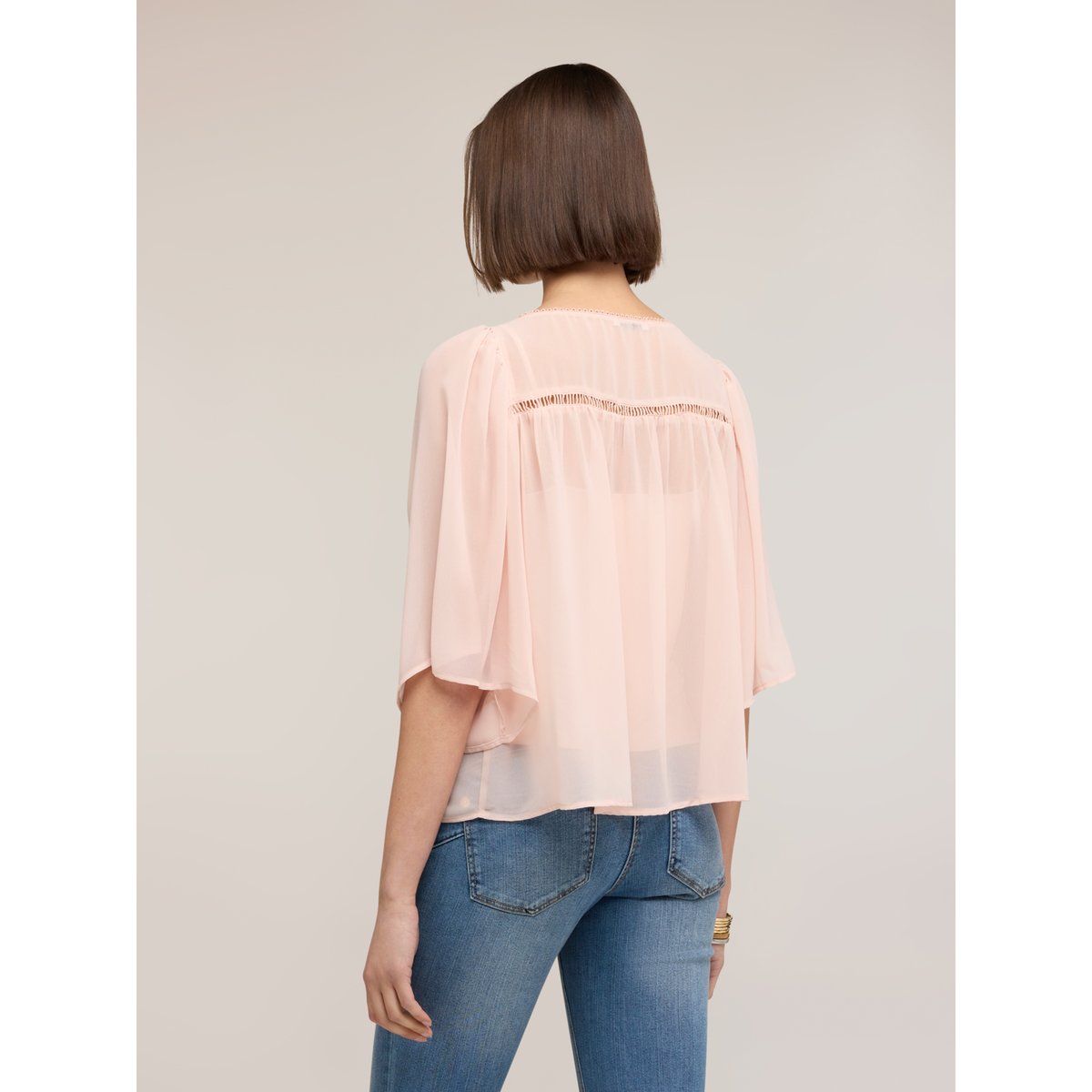 Blouse avec broderies ajourées rose, MOTIVI