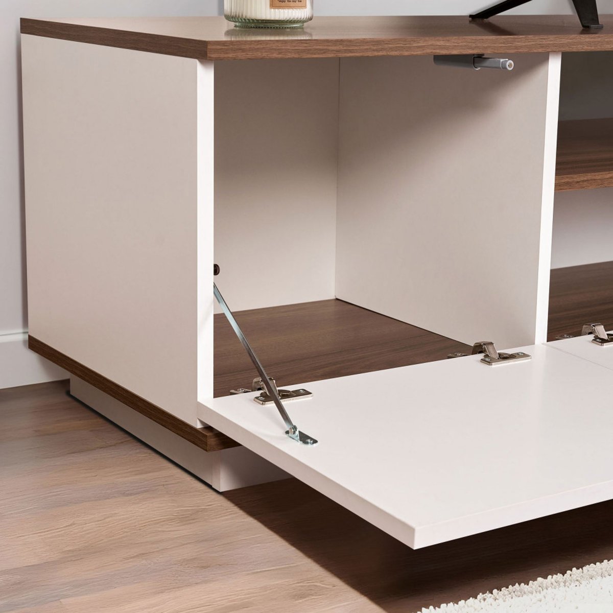 Meuble TV 3 portes en bois L180cm- FRITZ blanc, DRAWER
