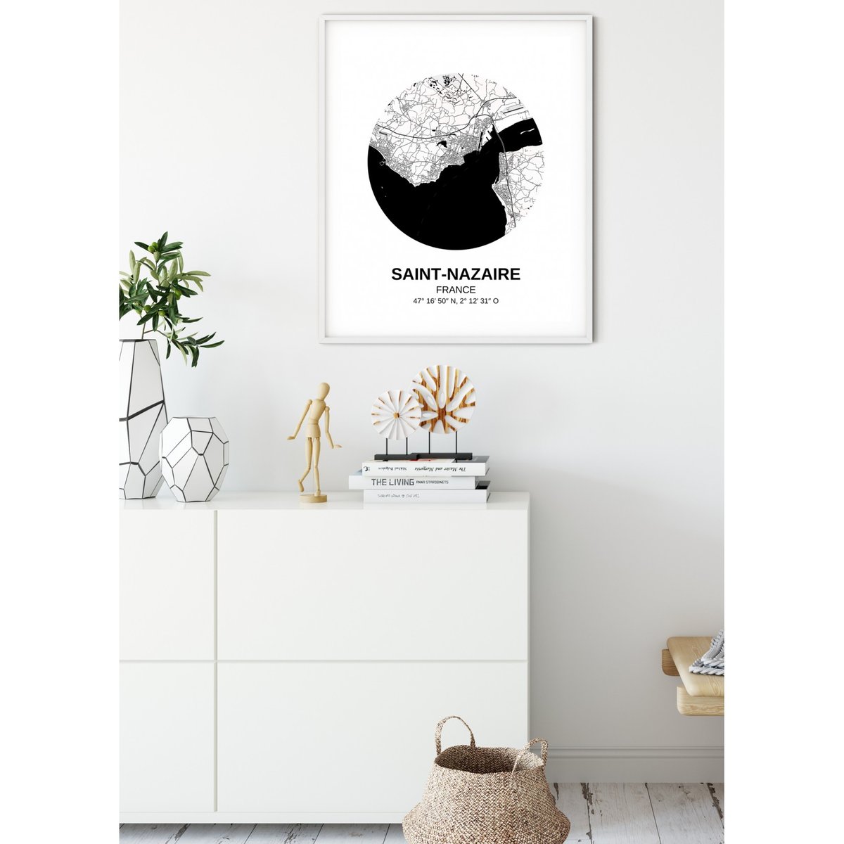 Affiche Carte Saint-Nazaire blanc, L'AFFICHERIE
