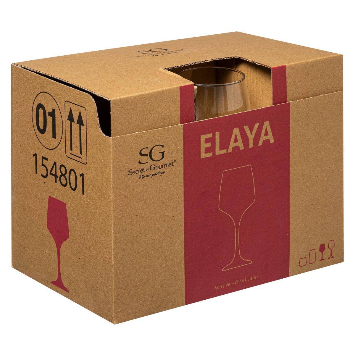 Lot de 6 verres à vin en verre 29 cl ELAYA transparent, SECRET DE GOURMET