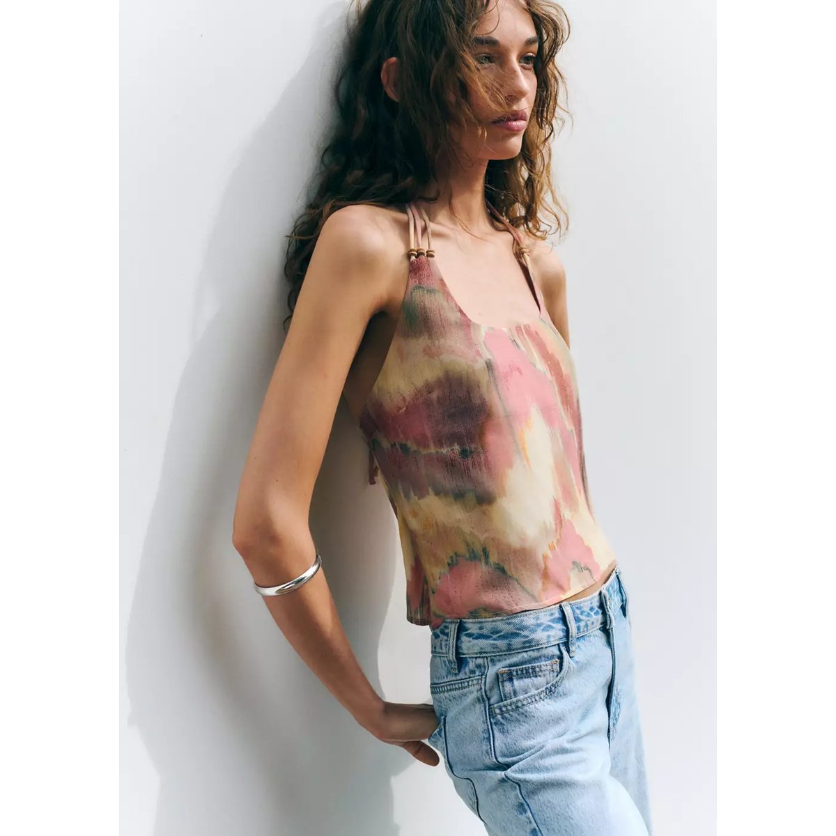 Top halter tie-dye rose pastel, MANGO TEEN