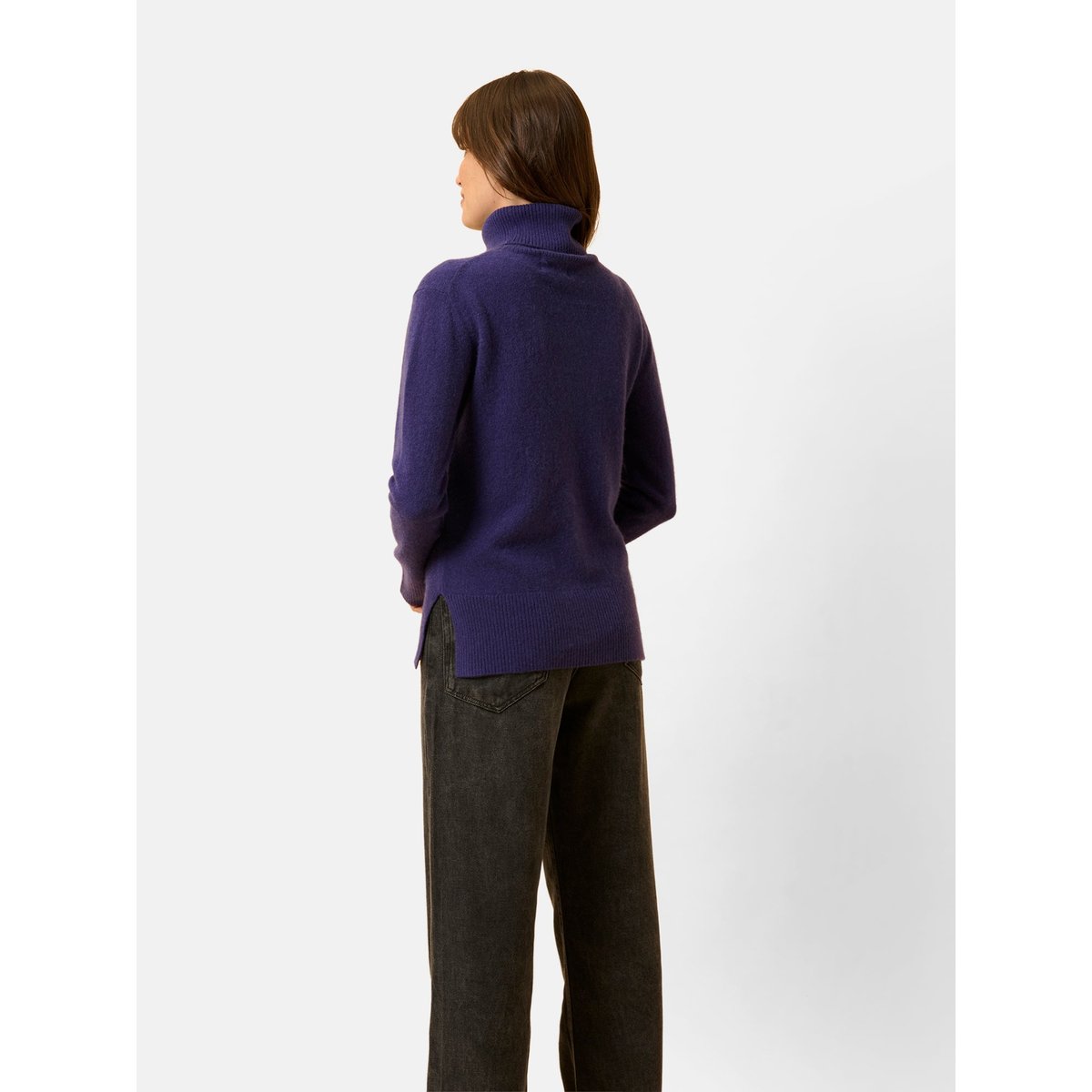 Pull Col Roulé Purple Lexie violet foncé, JUST CASHMERE