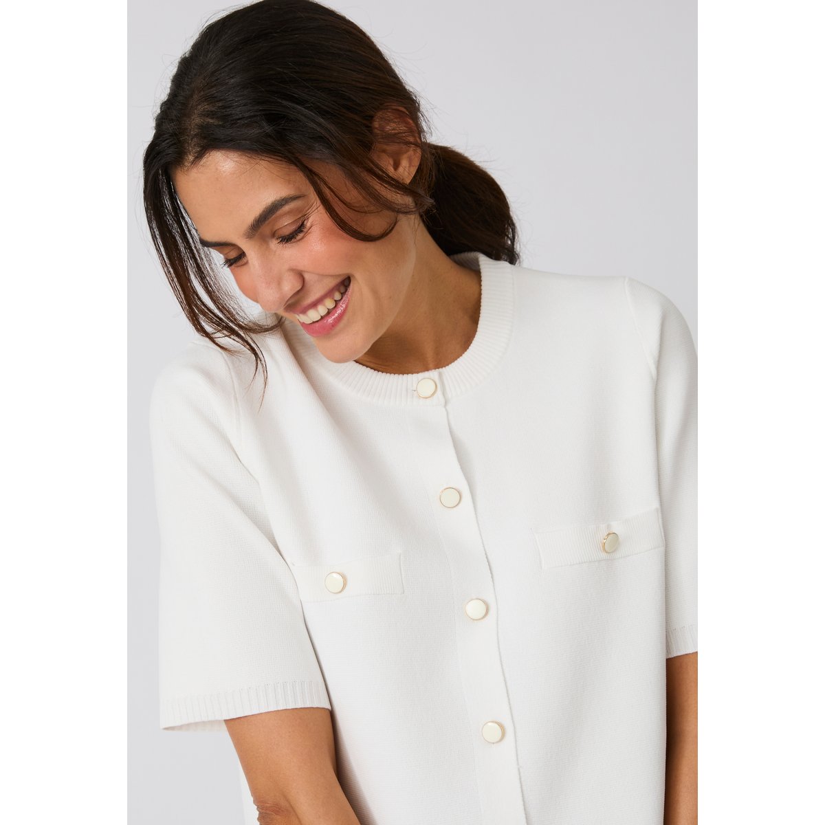 Cardigan maille milano blanc cassé, DAMART