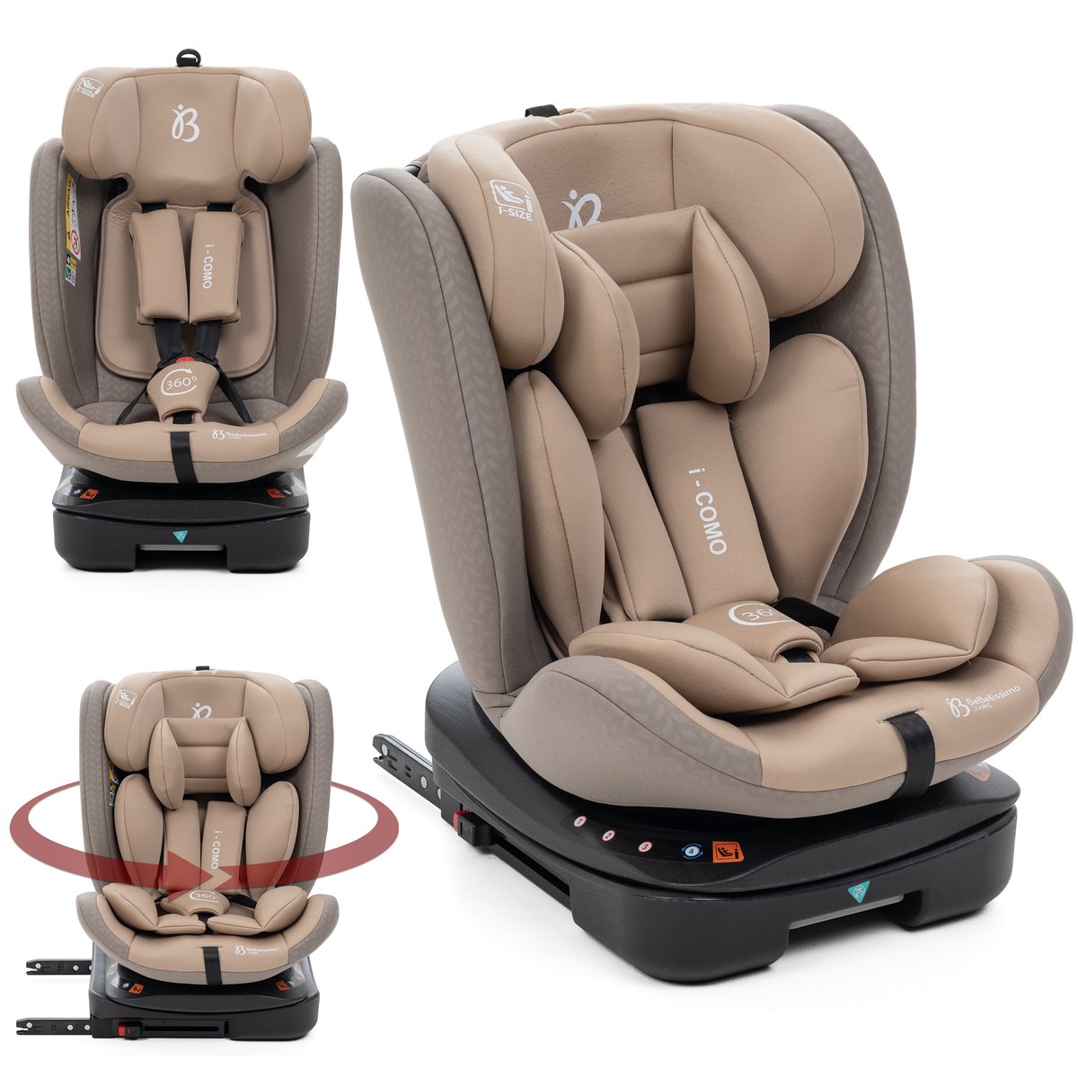Bebelissimo - Siège auto Isofix - pivontant 360 ° - 40-150 cm - 0-36kg i- COMO beige couleur unique, BEBELISSIMO J'AIME