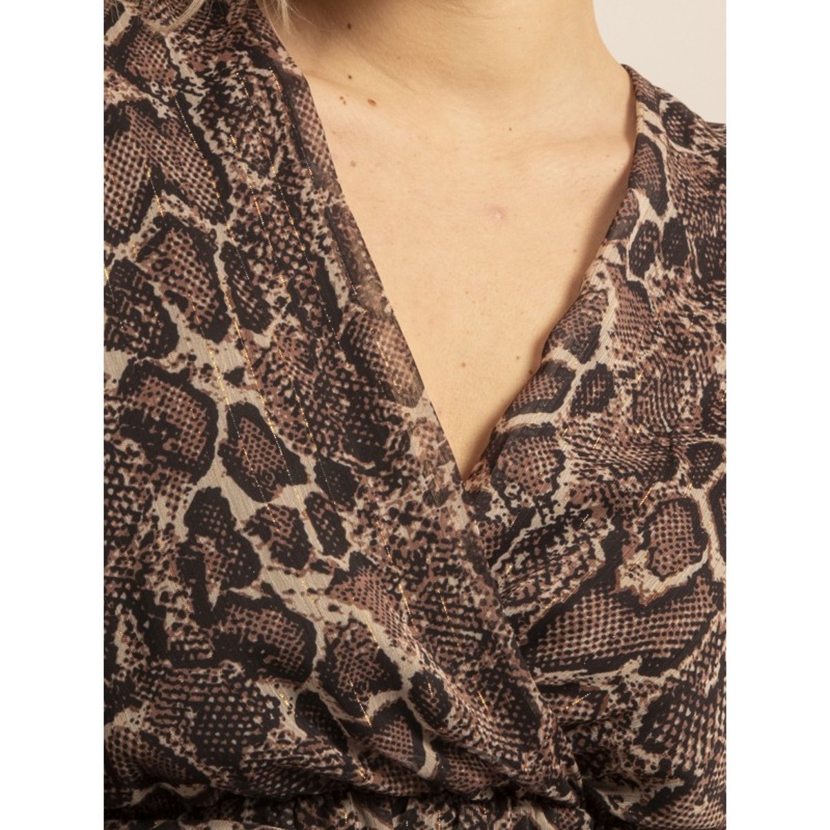 Robe Courte Motifs Isalta marron, DONA LISA