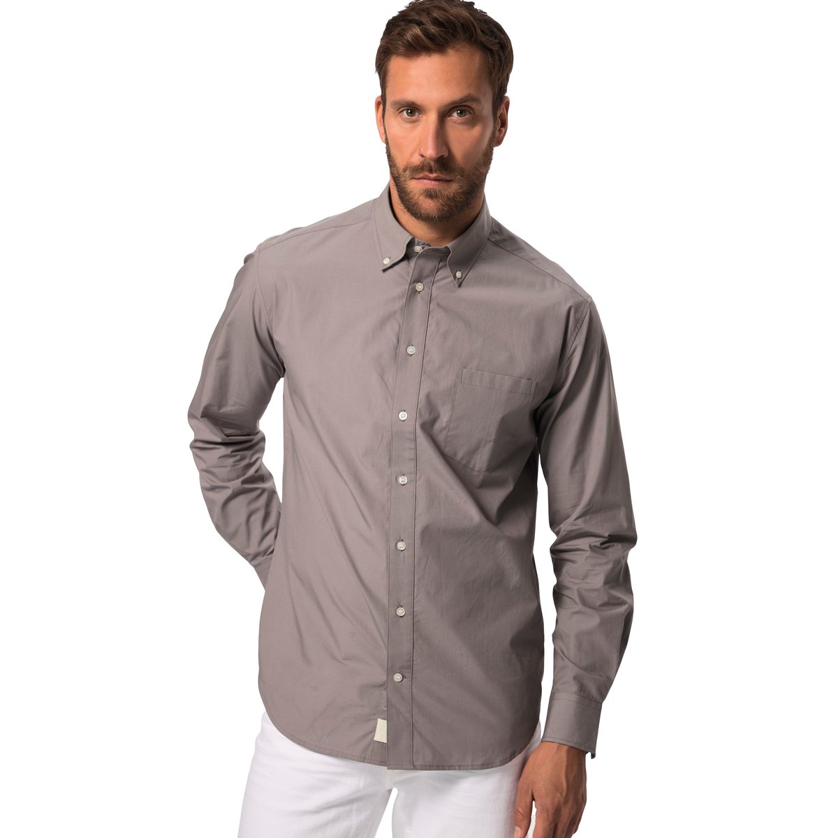 Chemise. Manches longues et col à pointes gris, JP1880