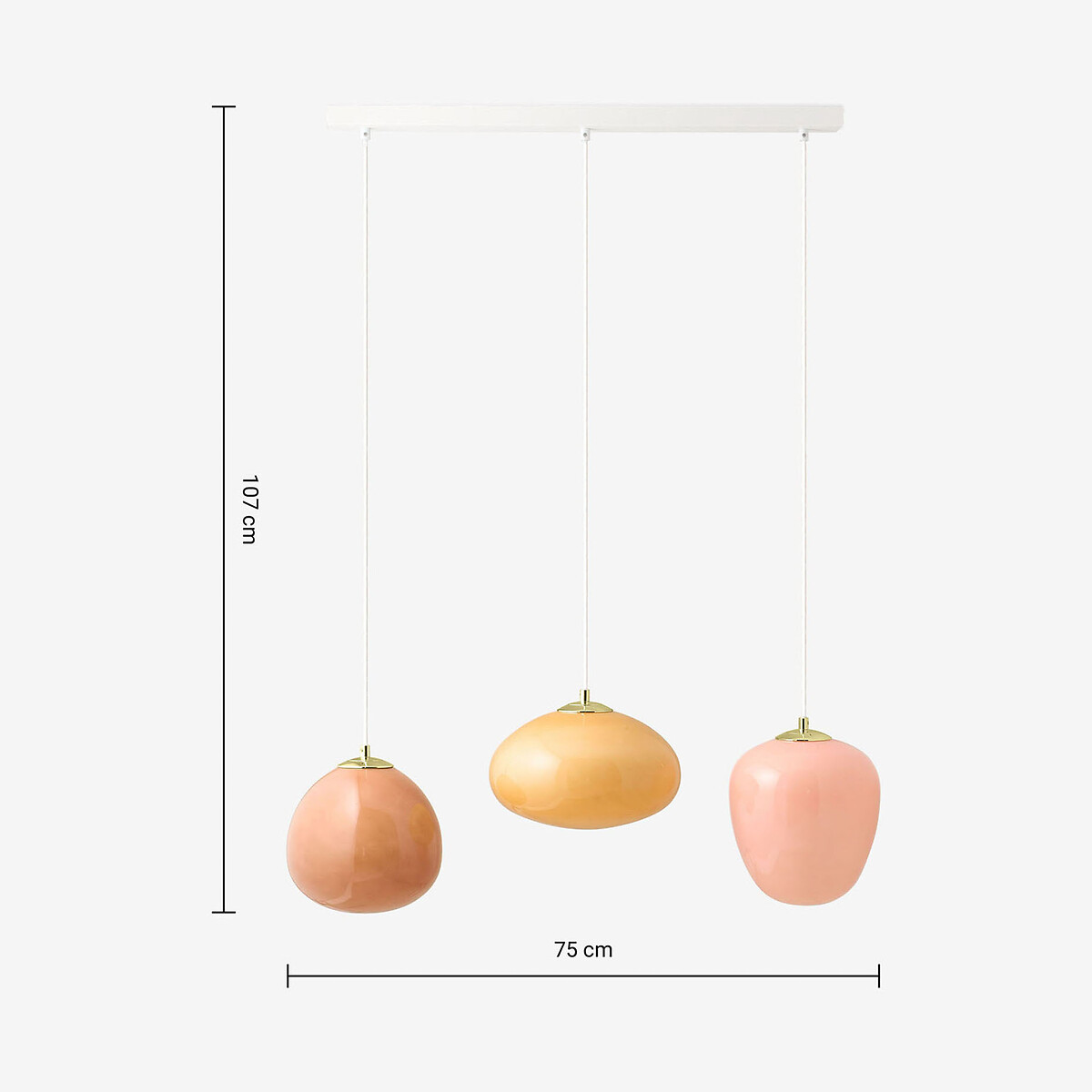 MADE.COM Adrianne 3-Light Glass Dome Pendant Light pink, MADE
