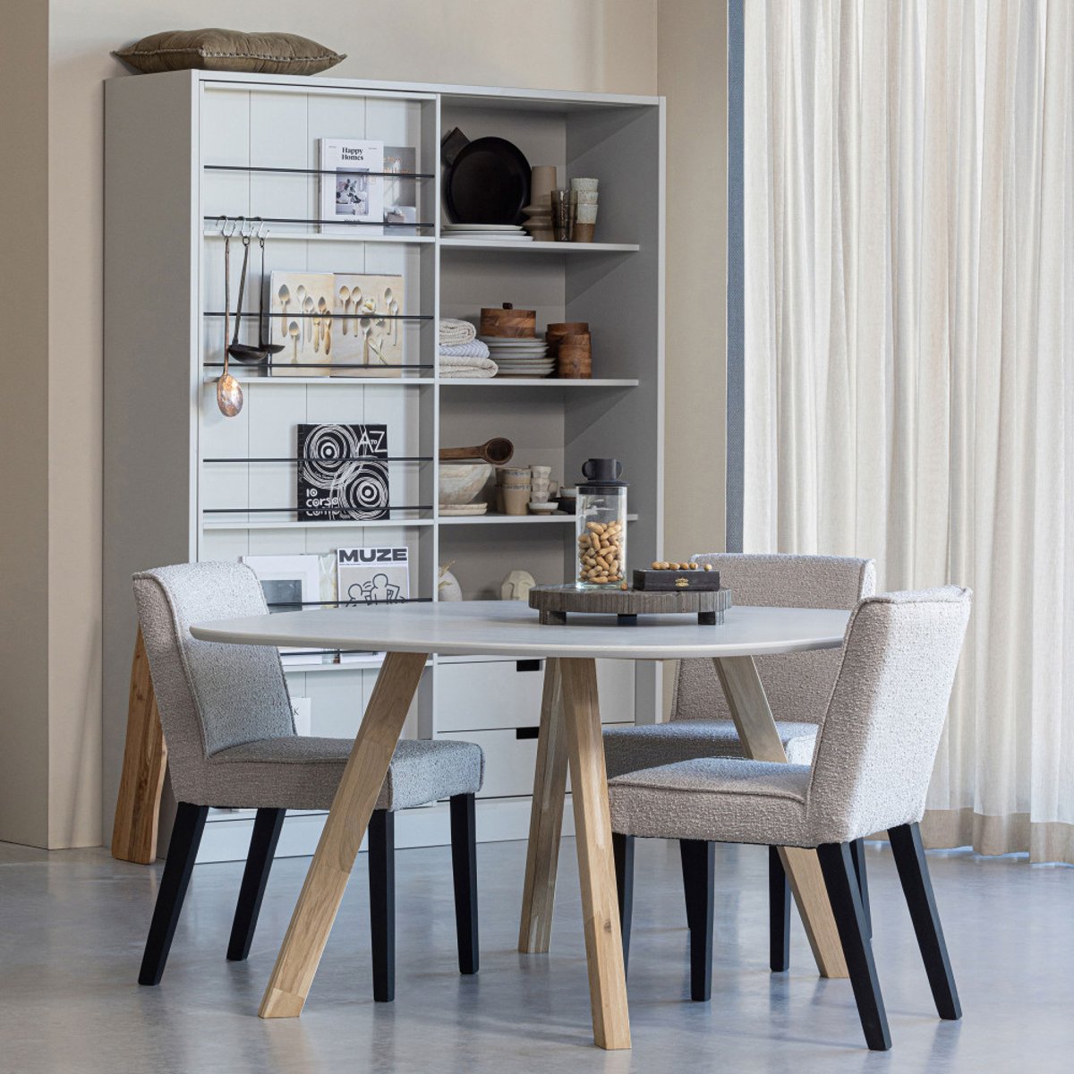 Table à manger de forme organique en bois 130x130cm blanc - TABLO blanc, WOOOD