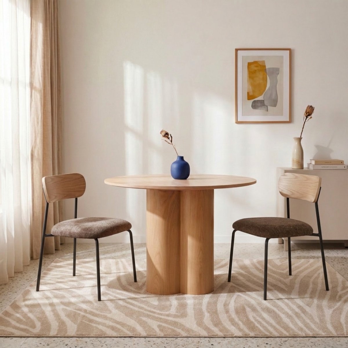 Lot de 2 chaises en bois clair, tissu et métal- JESS marron, DRAWER