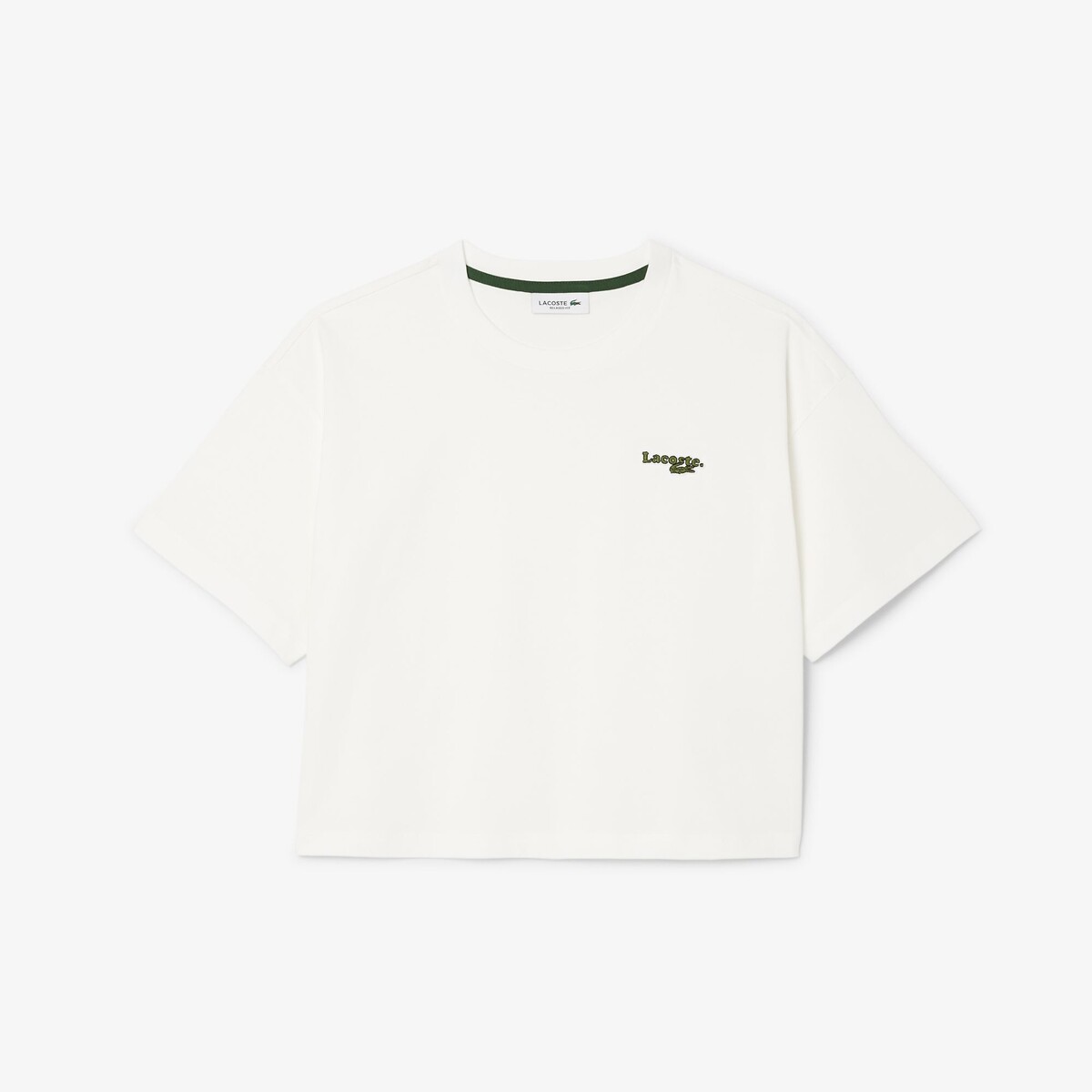 T-shirt met korte mouwen en ronde hals ecru, LACOSTE