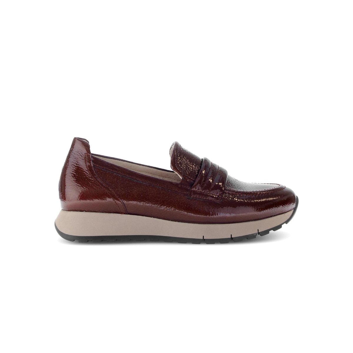 Slipper en cuir vernis à talon compensé rouge, GABOR
